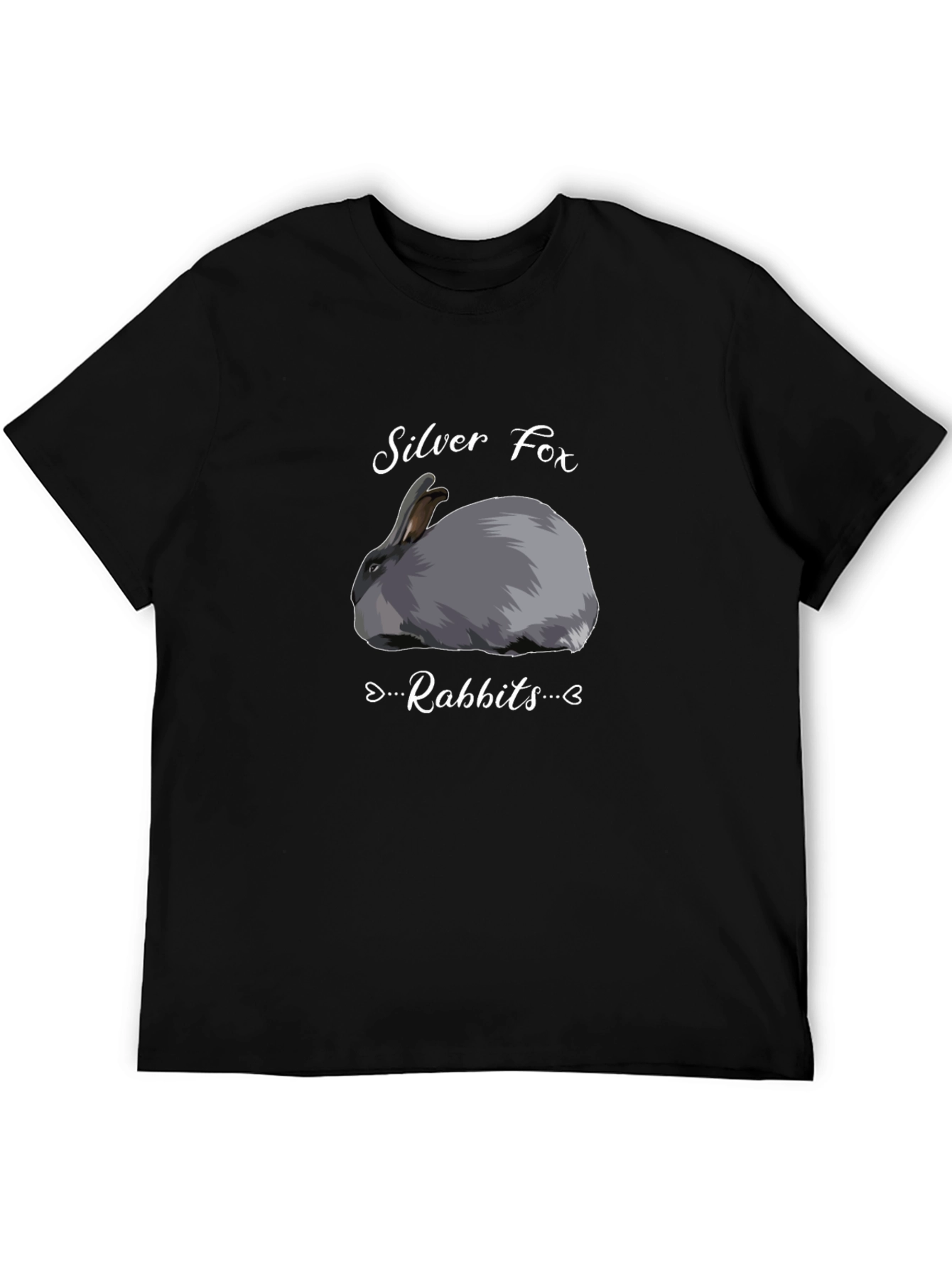 Black Silver Fox Rabbits Graphic T-Shirt - Black view 5