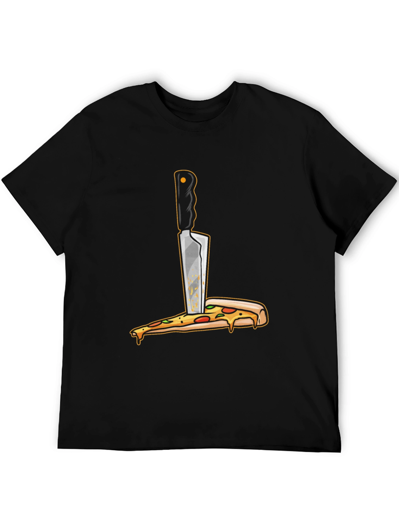 Black Pizza Knife T-Shirt - Funny Foodie Graphic Tee view 5