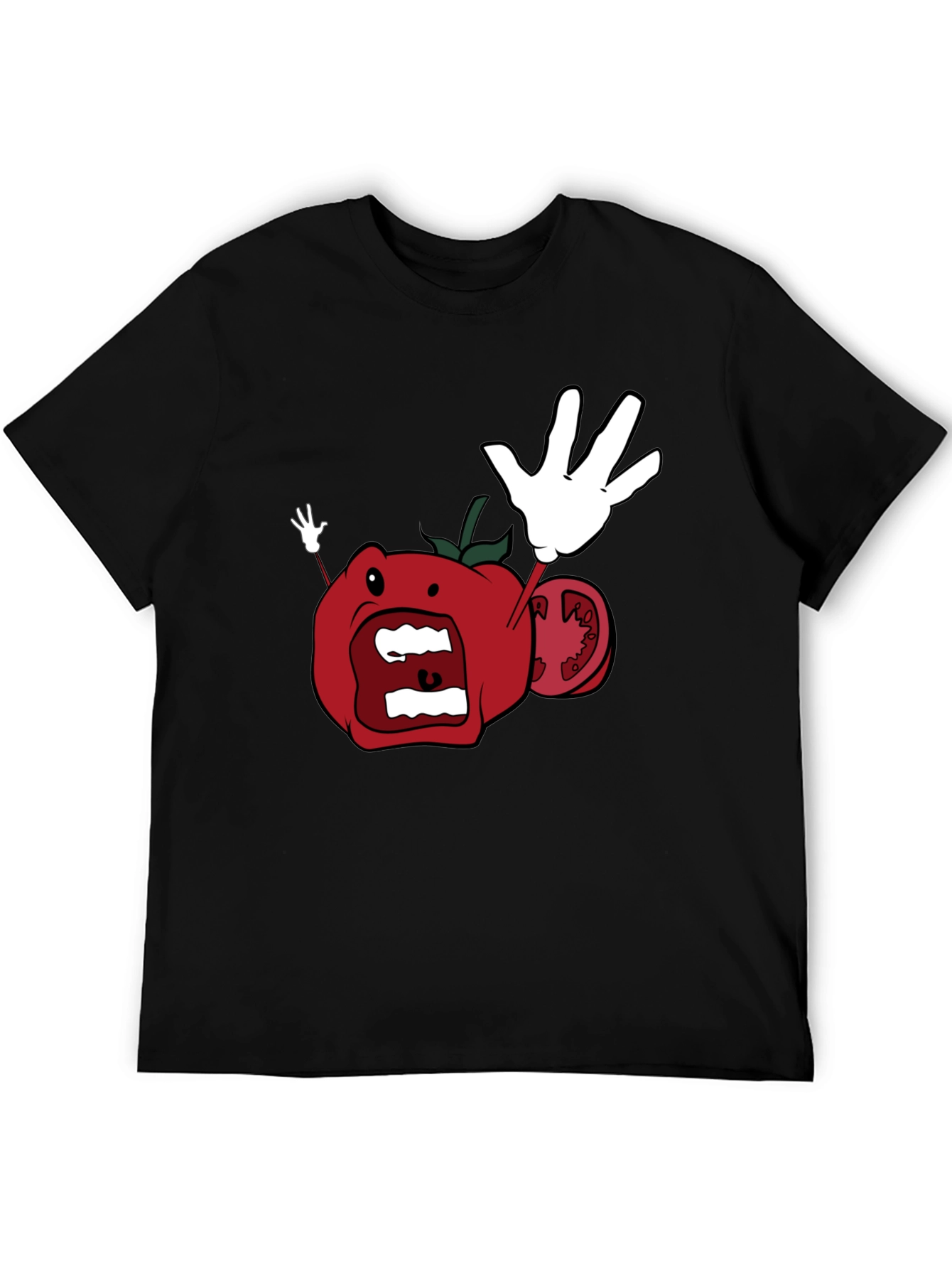 Tomato Cartoon Black T-Shirt - 5