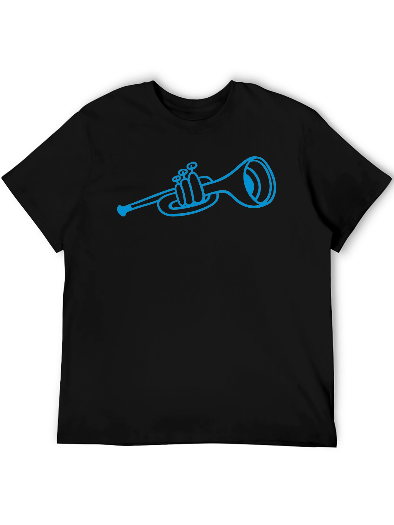 Black Blue Trumpet Graphic Black T-Shirt view 5