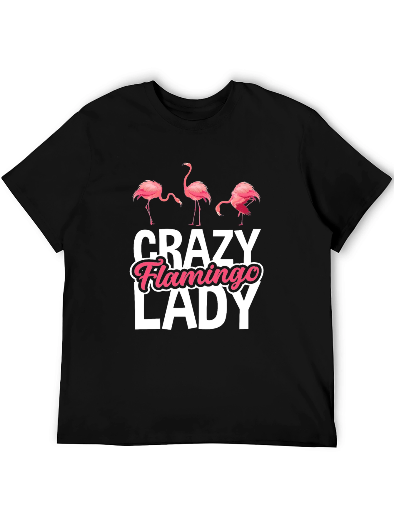 Black Crazy Flamingo Lady T-Shirt view 5