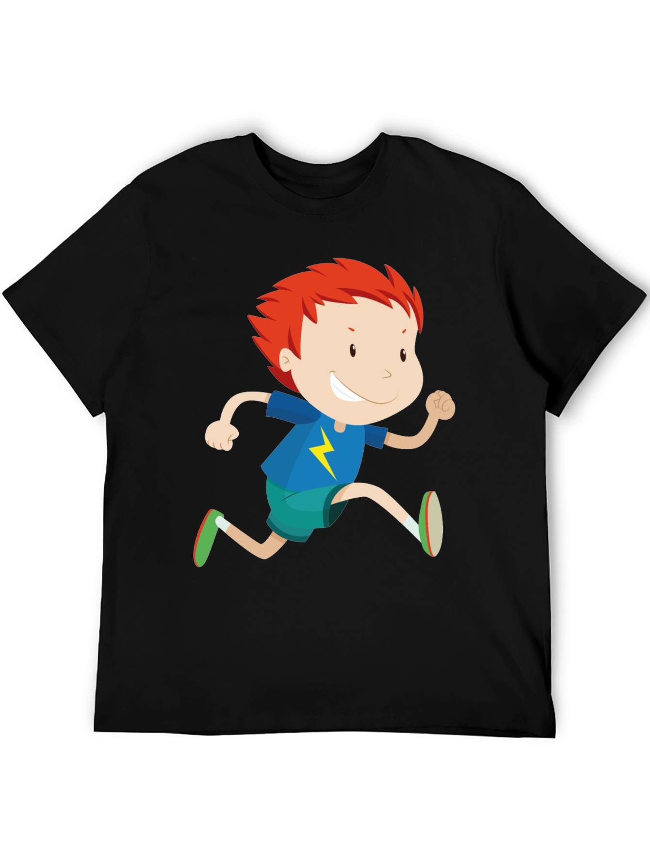 Black Boy Running Graphic Print Crew Neck T-Shirt view 5