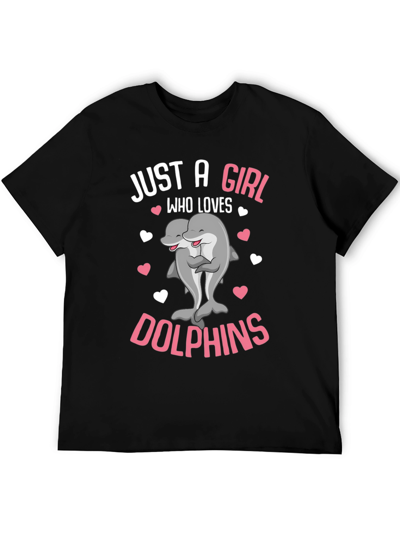 Black Just a Girl Who Loves Dolphins T-Shirt view 5