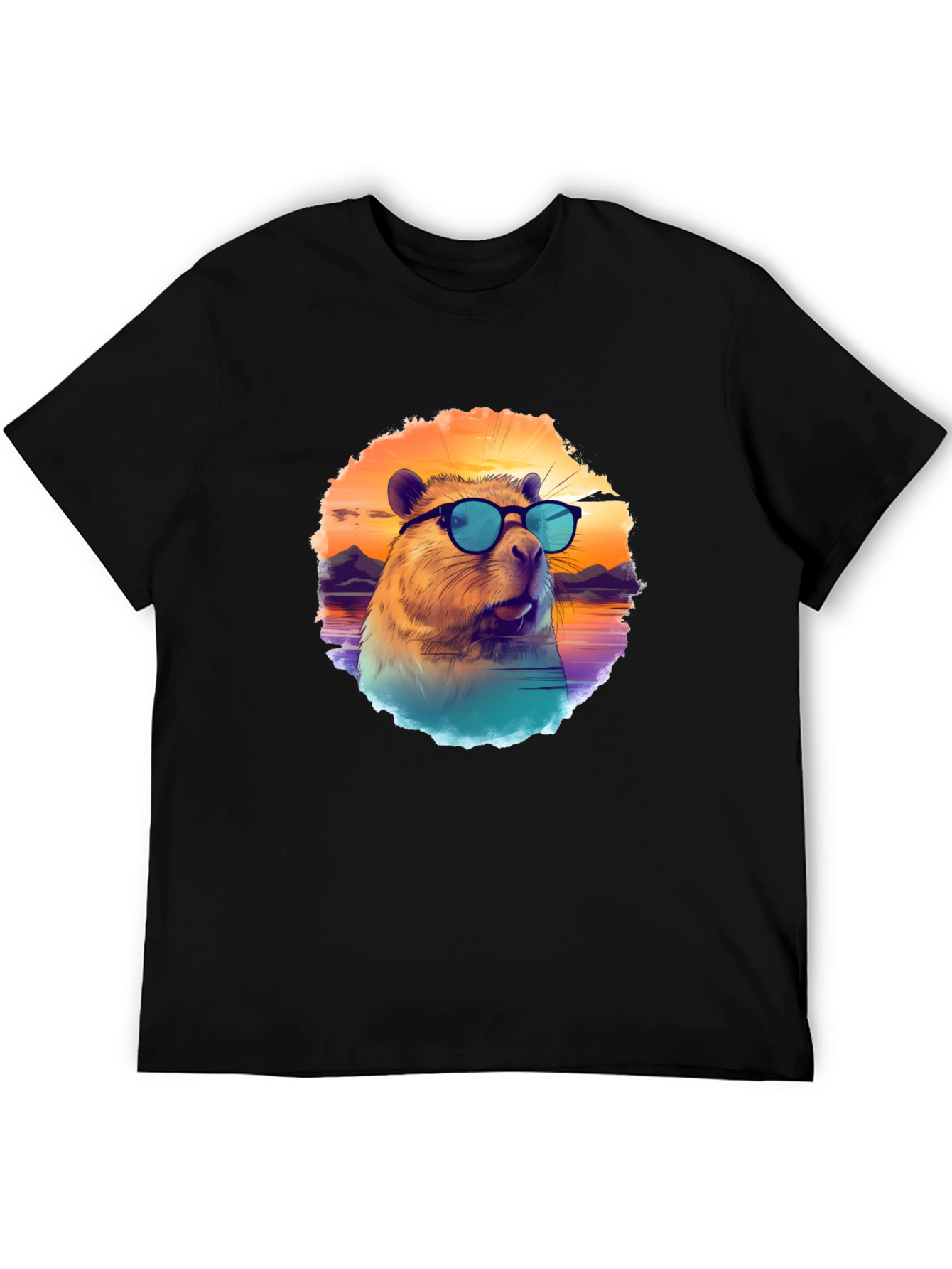 Black Cool Capybara T-Shirt view 5
