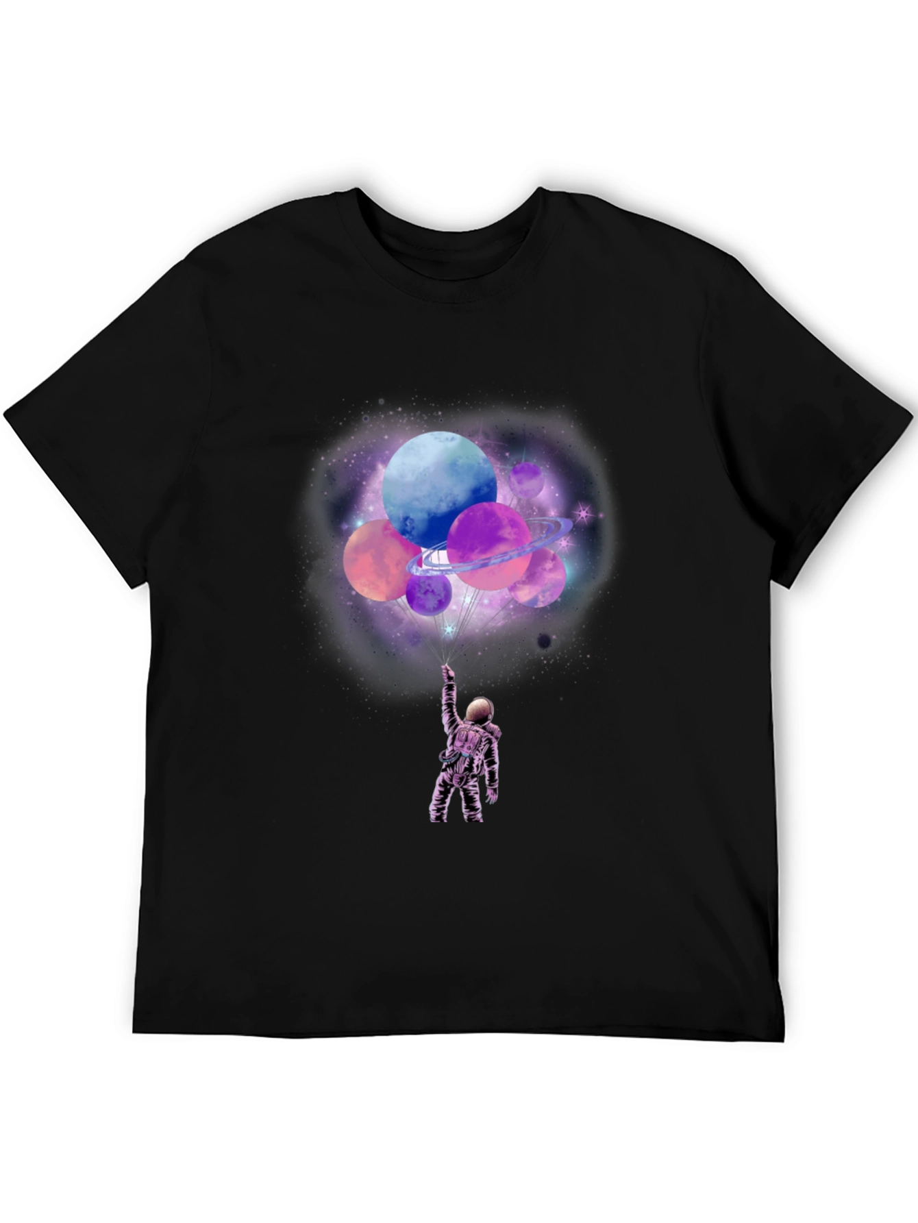 Black Astronaut Planets Graphic T-Shirt view 5