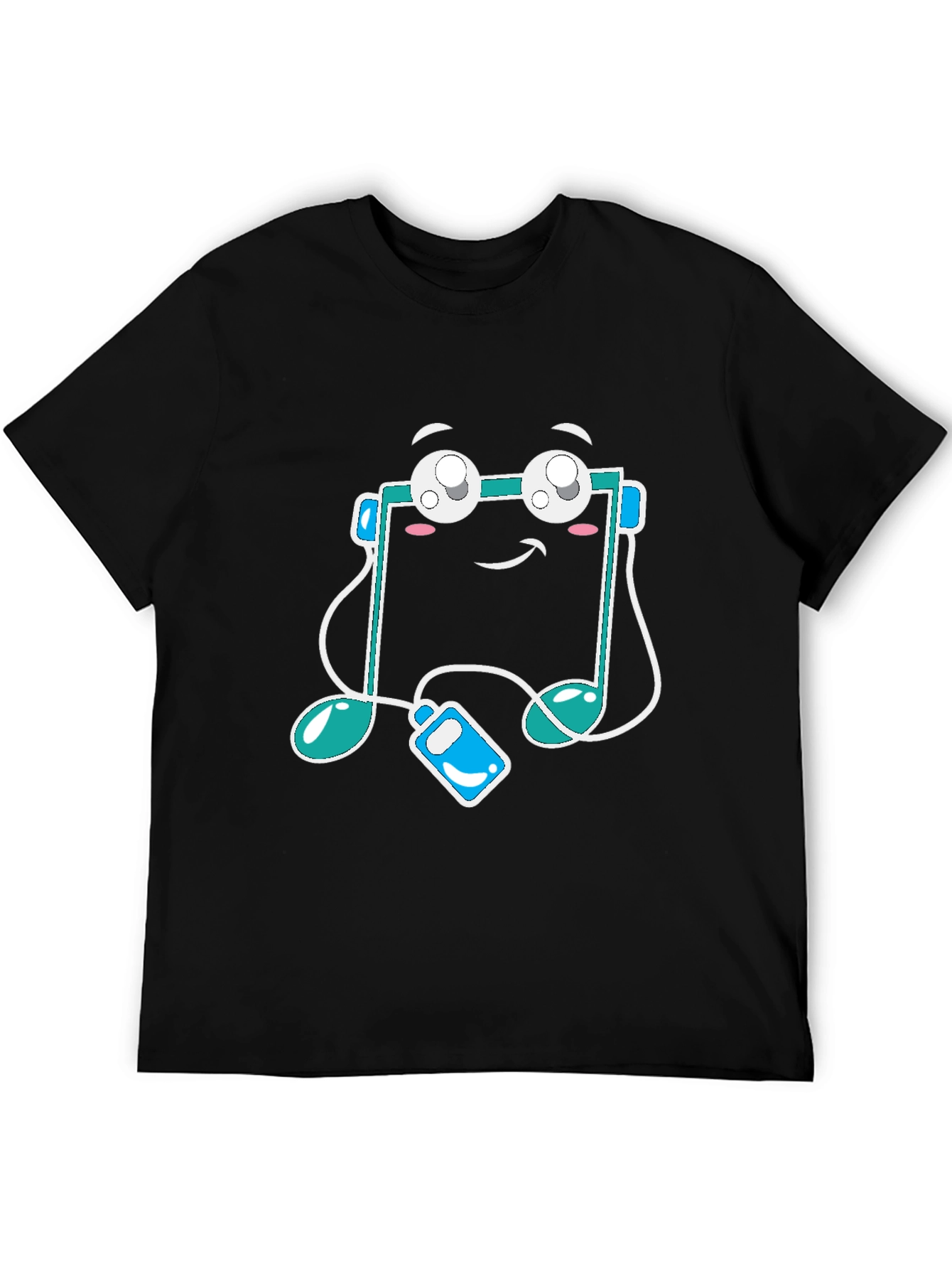 Black Musical Note Graphic Tee - Black Cotton T-Shirt view 5