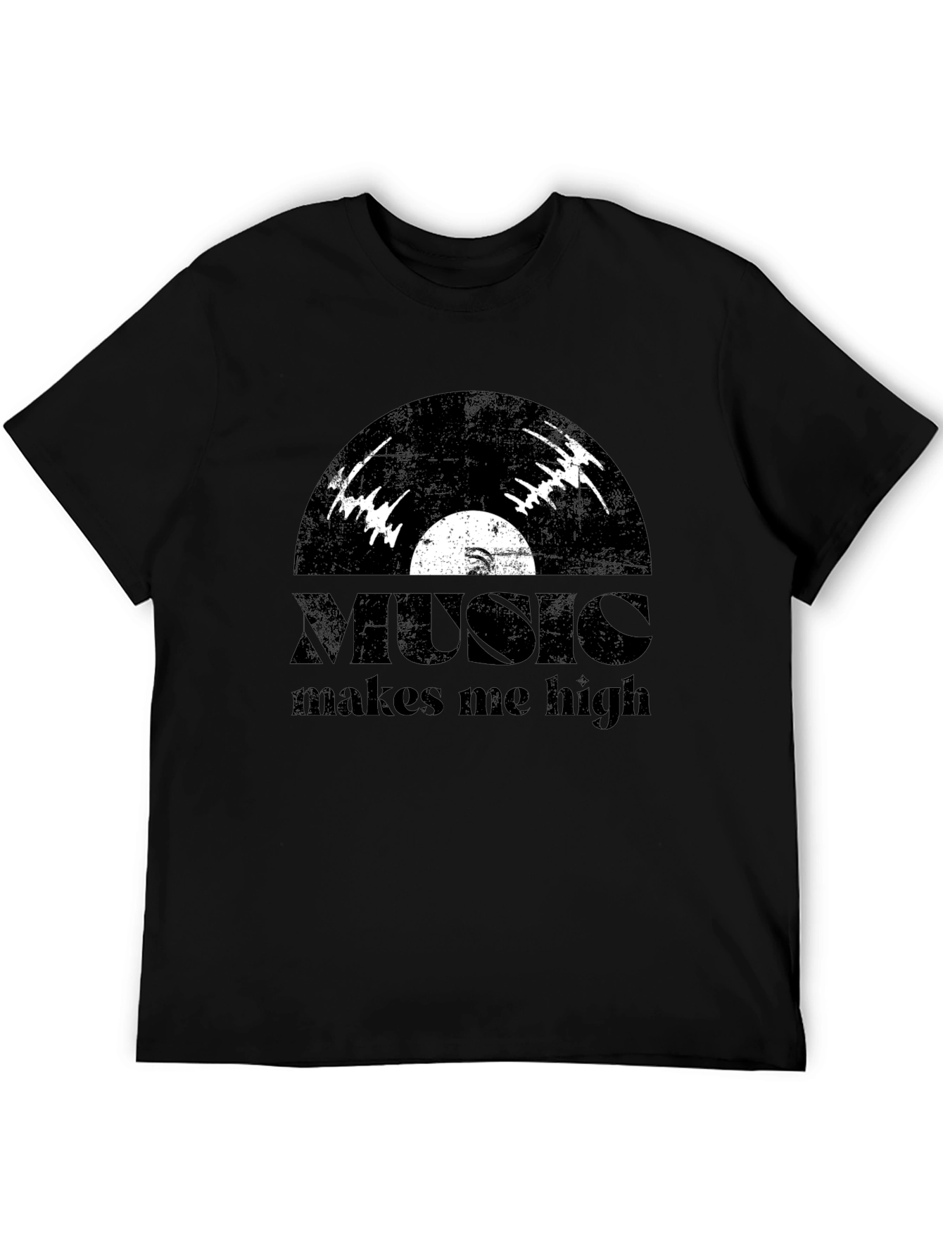 Black Music Makes Me High Black Graphic T-Shirt view 5