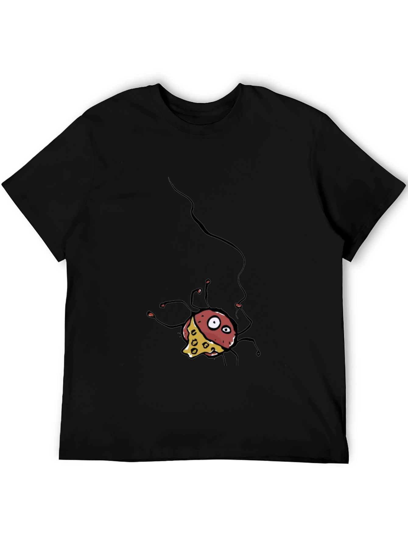 Black Funny Spider Cheese T-Shirt - Black view 5