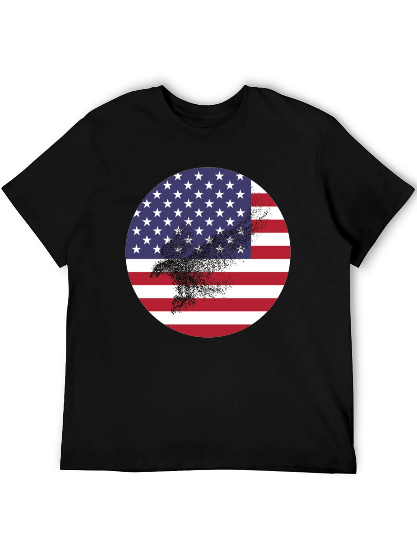 Black American Flag Eagle Graphic Black T-Shirt view 5