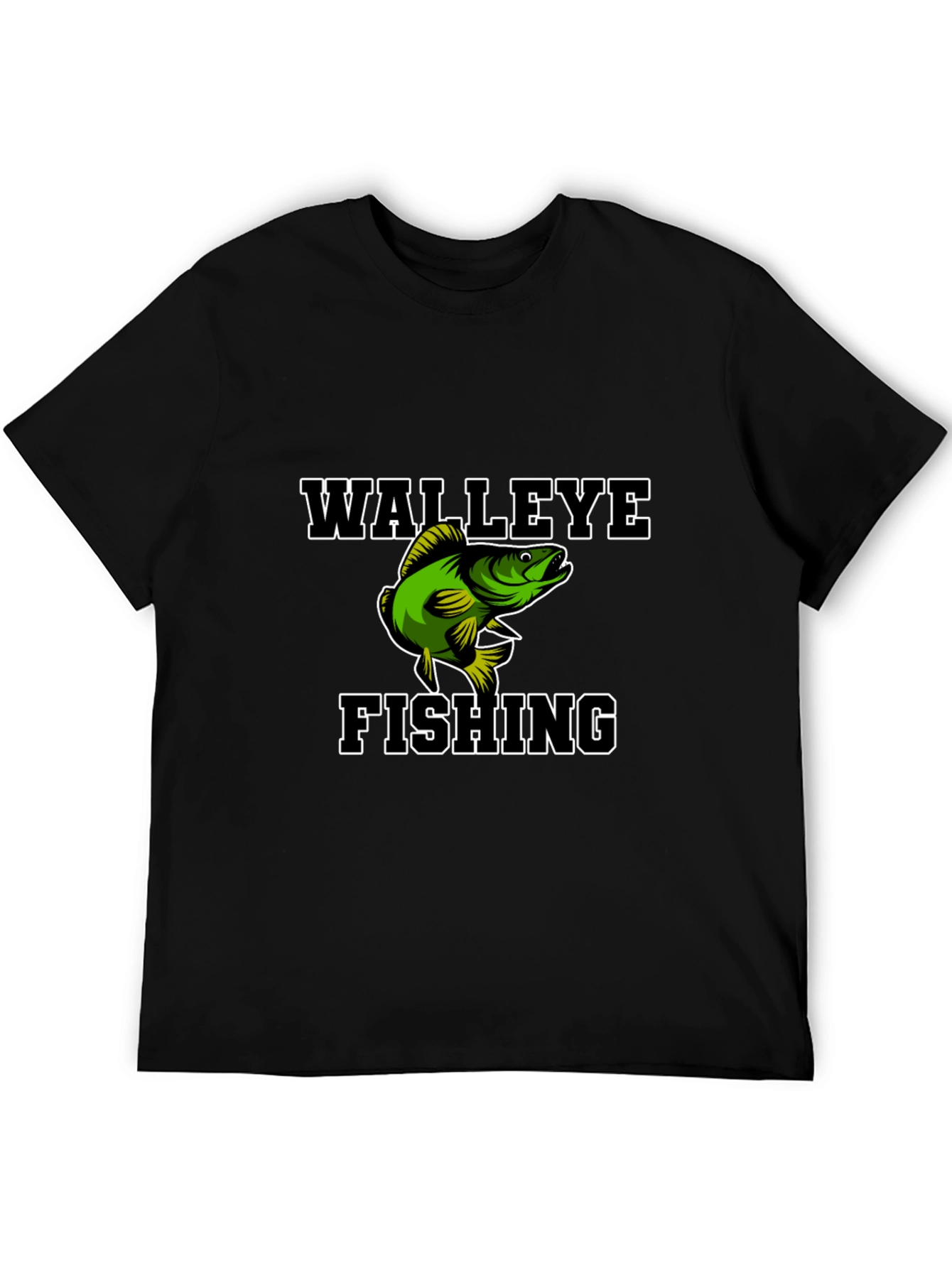 Black Walleye Fishing Graphic Tee - Black Cotton Blend Shirt view 5