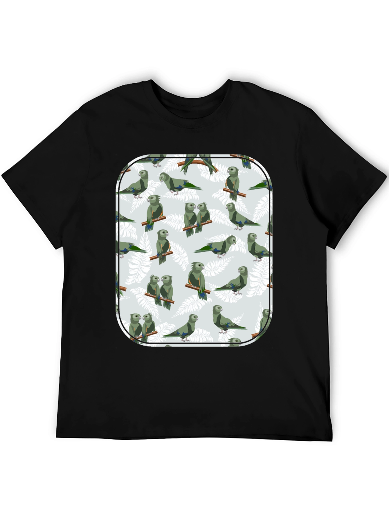 Black Parrot Print T-Shirt - Unique Graphic Tee view 5