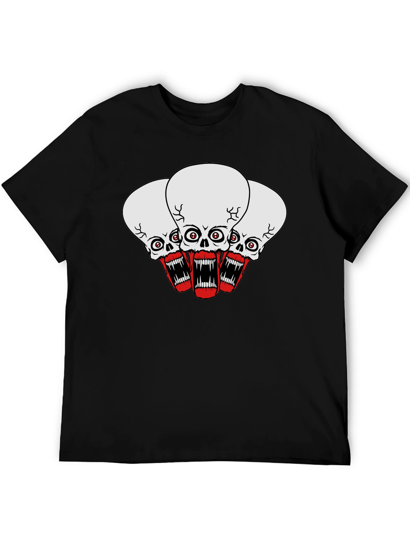 Black Screaming Skull Graphic Tee - Men's Black T-Shirt view 5