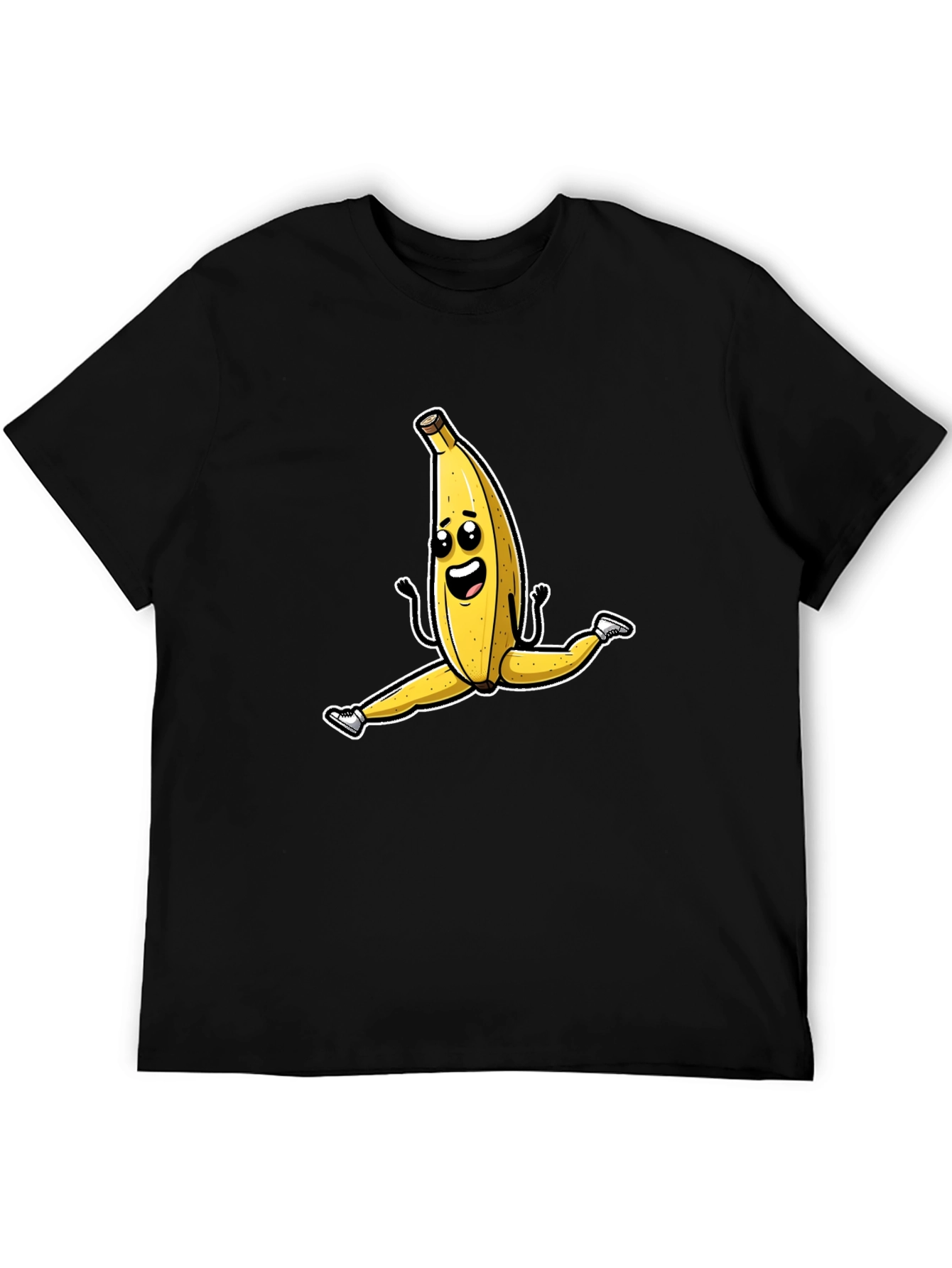 Black Banana Split T-Shirt - Funny Fruit Cartoon Tee view 5