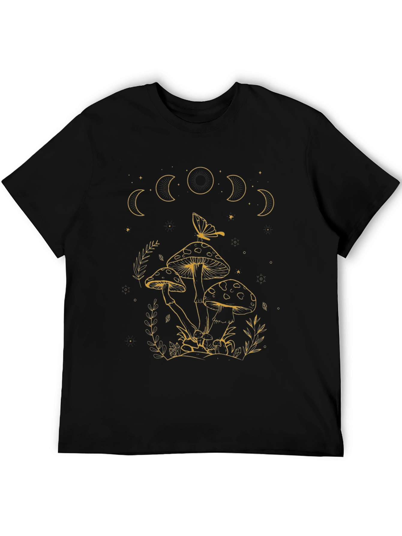Black Mystic Mushroom Moon Phase Graphic Tee view 5