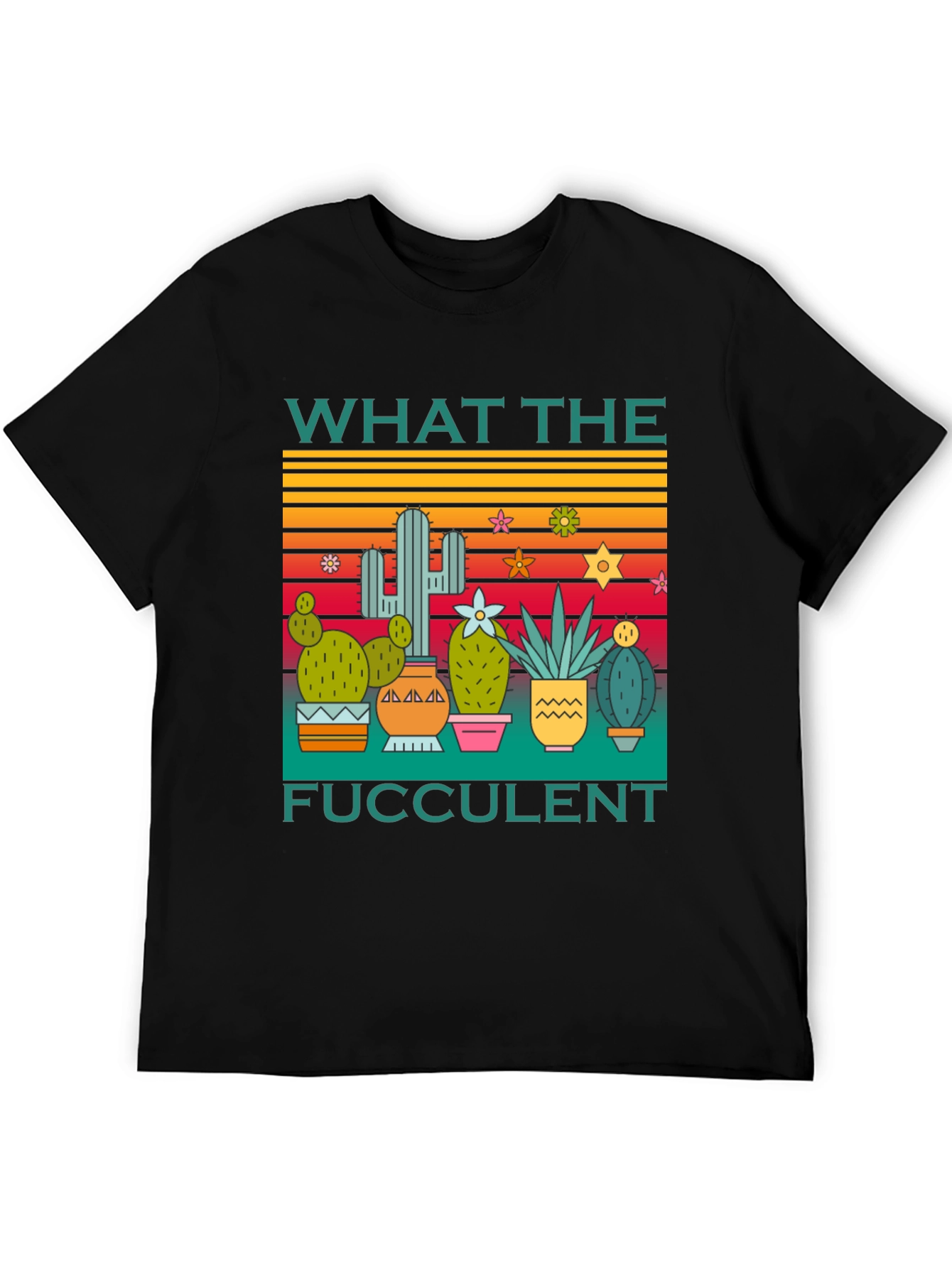 Black What the Fucculent T-Shirt Cactus Graphic Tee view 5