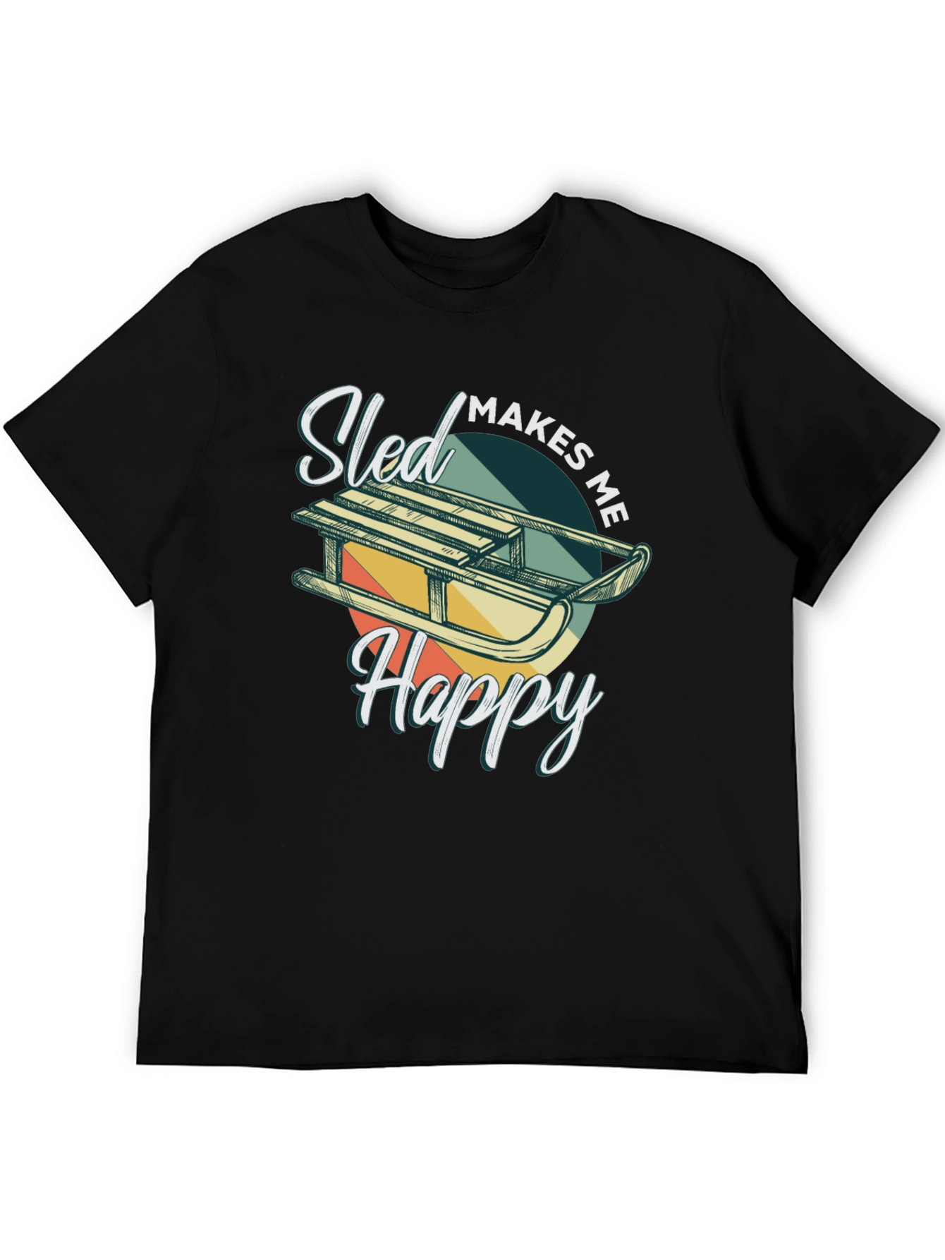 Black Sled Makes Me Happy T-Shirt view 5