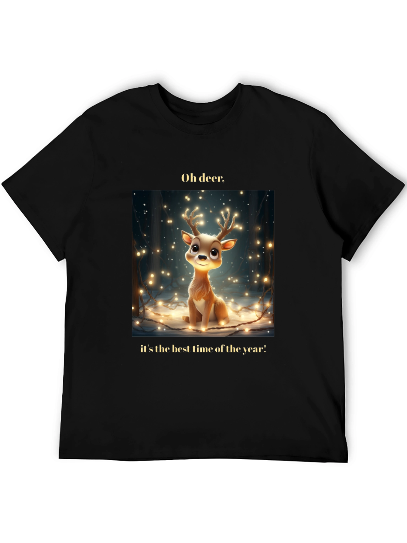 Black Oh Deer! Christmas T-Shirt - Best Time of Year view 5