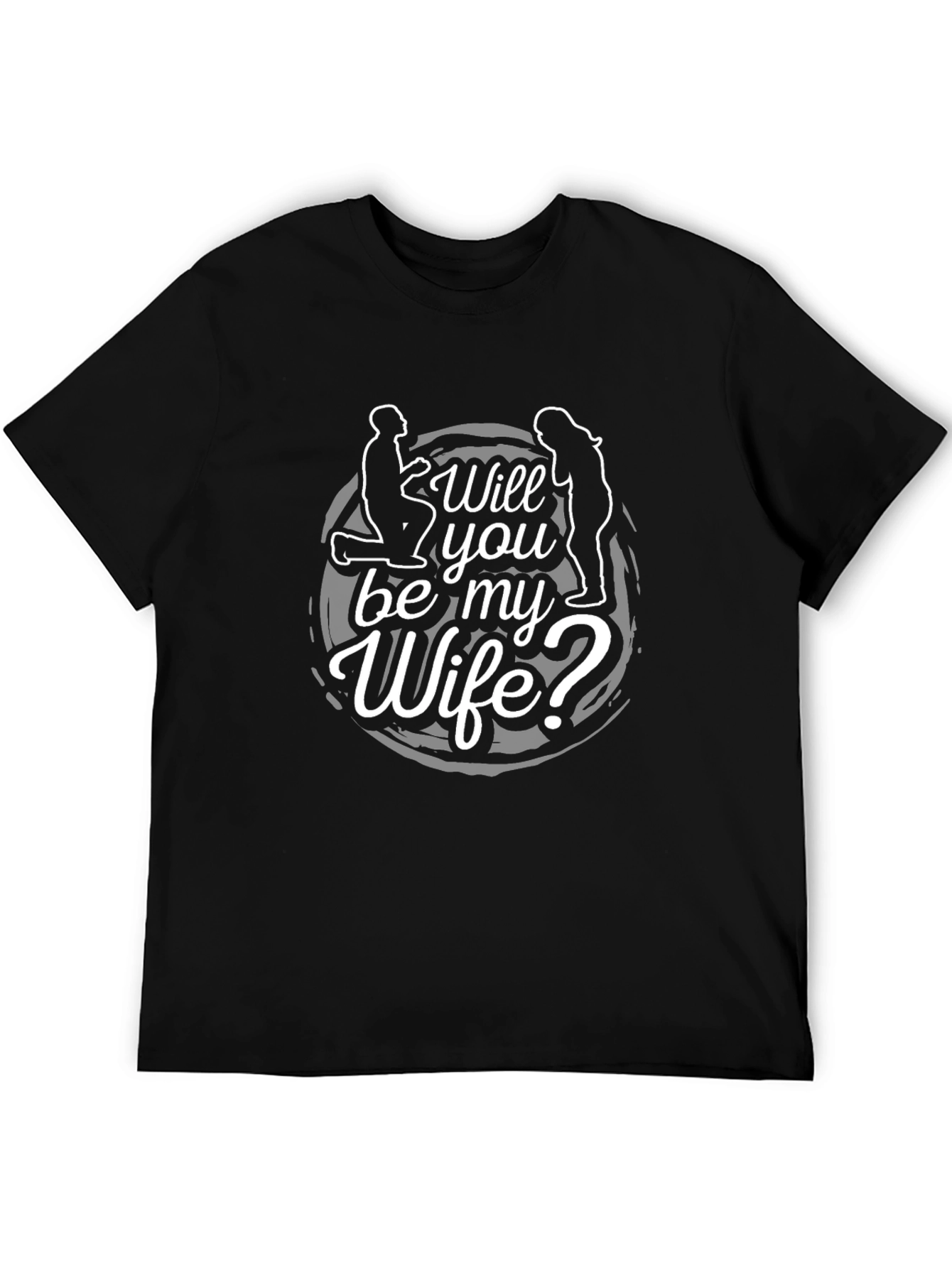 Black Will You Be My Wife Proposal T-Shirt view 5