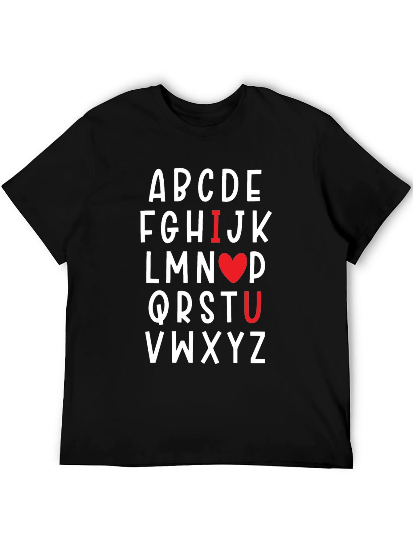 Black I Heart U Alphabet T-Shirt view 5