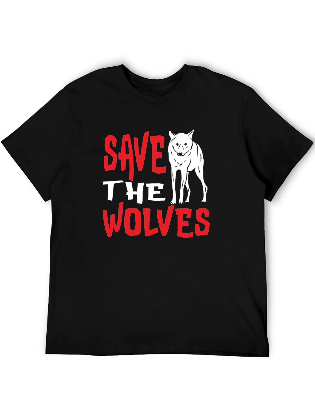 Black Save the Wolves Graphic Tee - Black view 5
