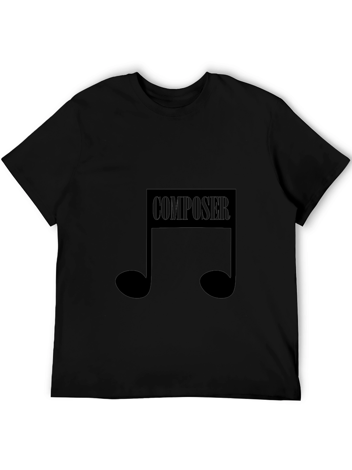 Black Composer Music Note Graphic Black T-Shirt view 5
