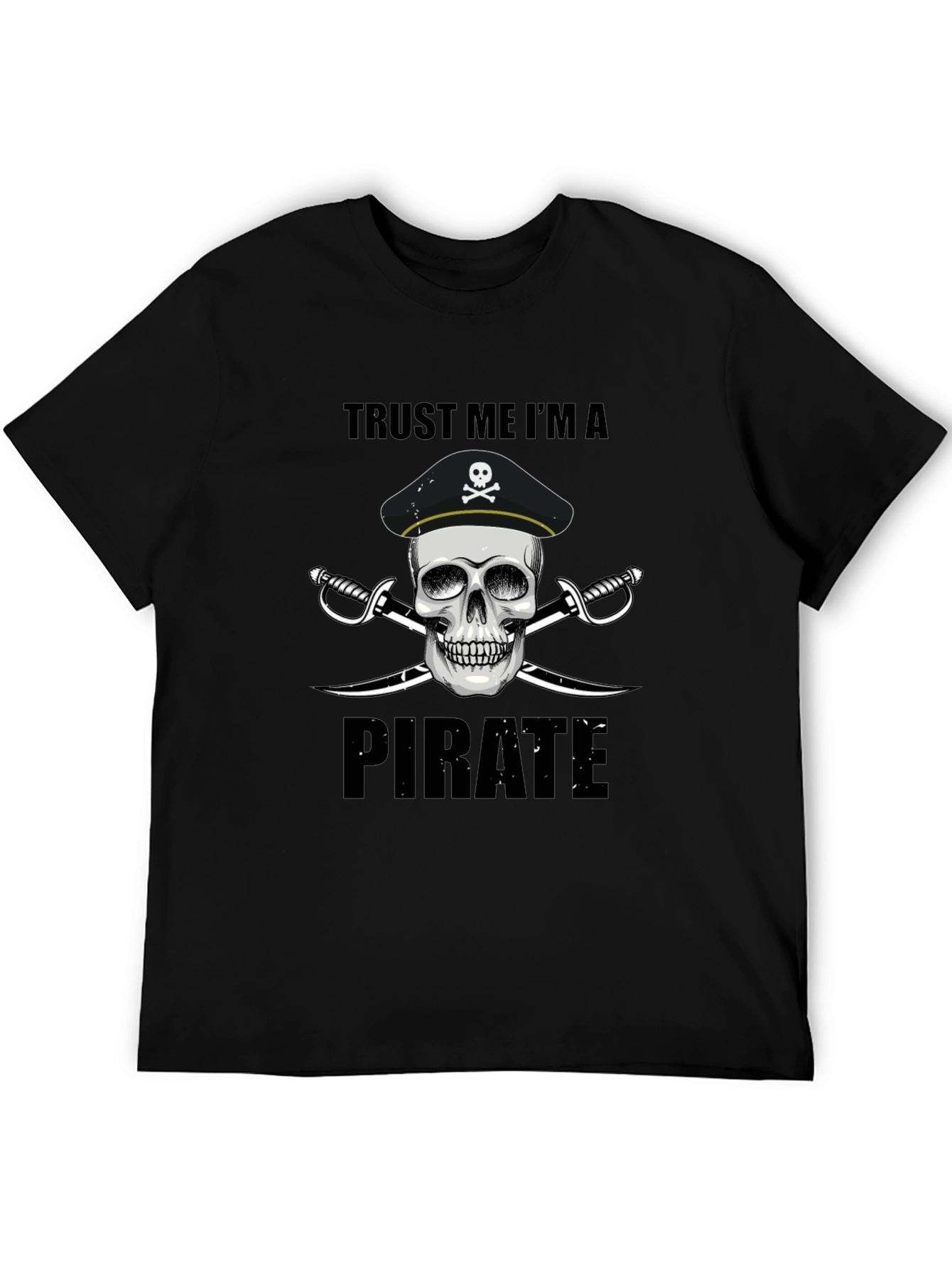 Black Trust Me I'm a Pirate Men's Black T-Shirt view 5