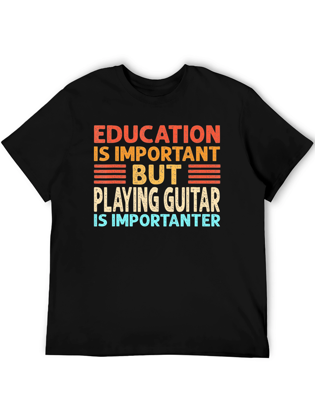 Black Funny Guitar Player T-Shirt Education is Important view 5