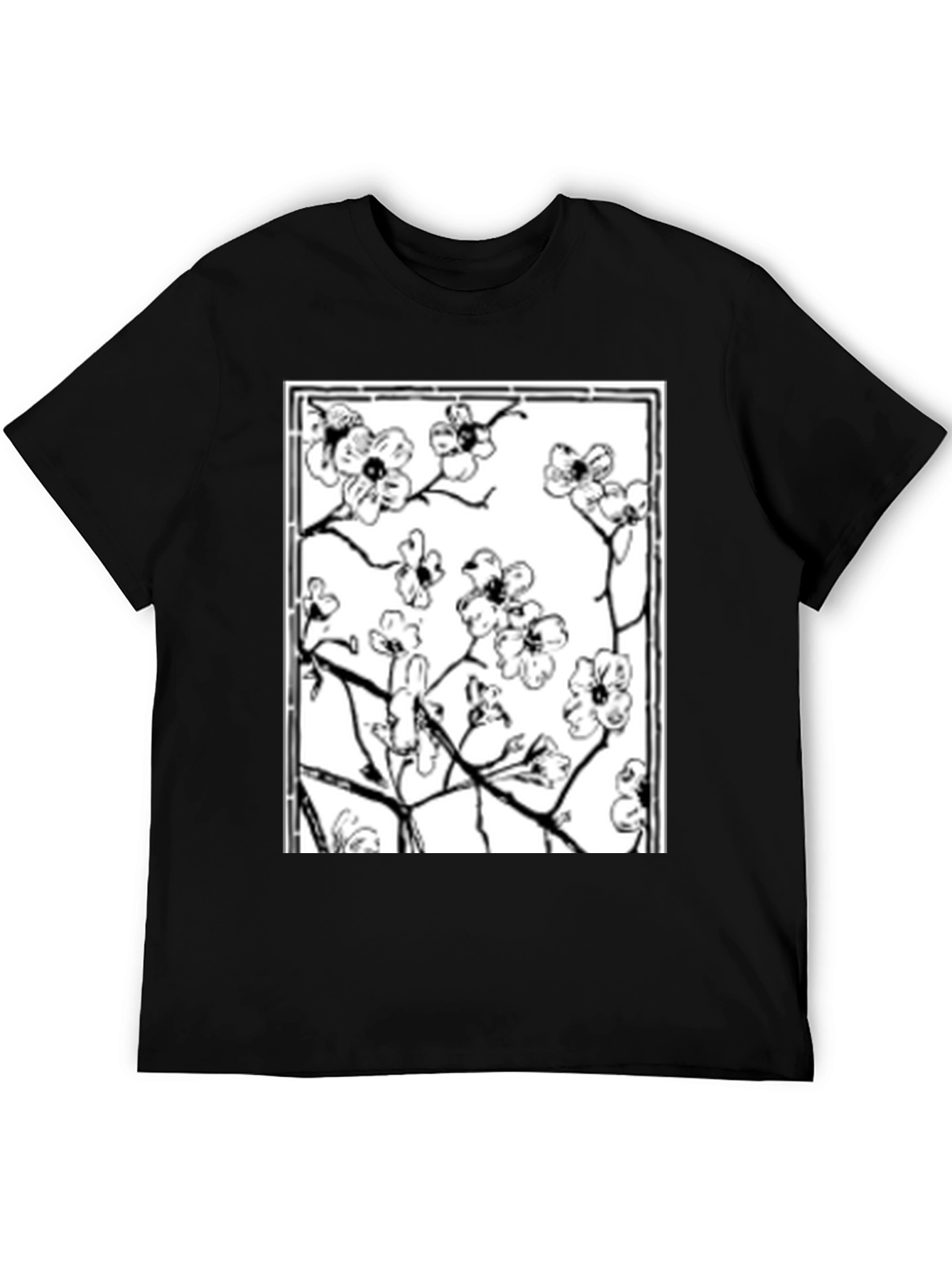 Black Floral Graphic Tee - Black Cotton Shirt view 5
