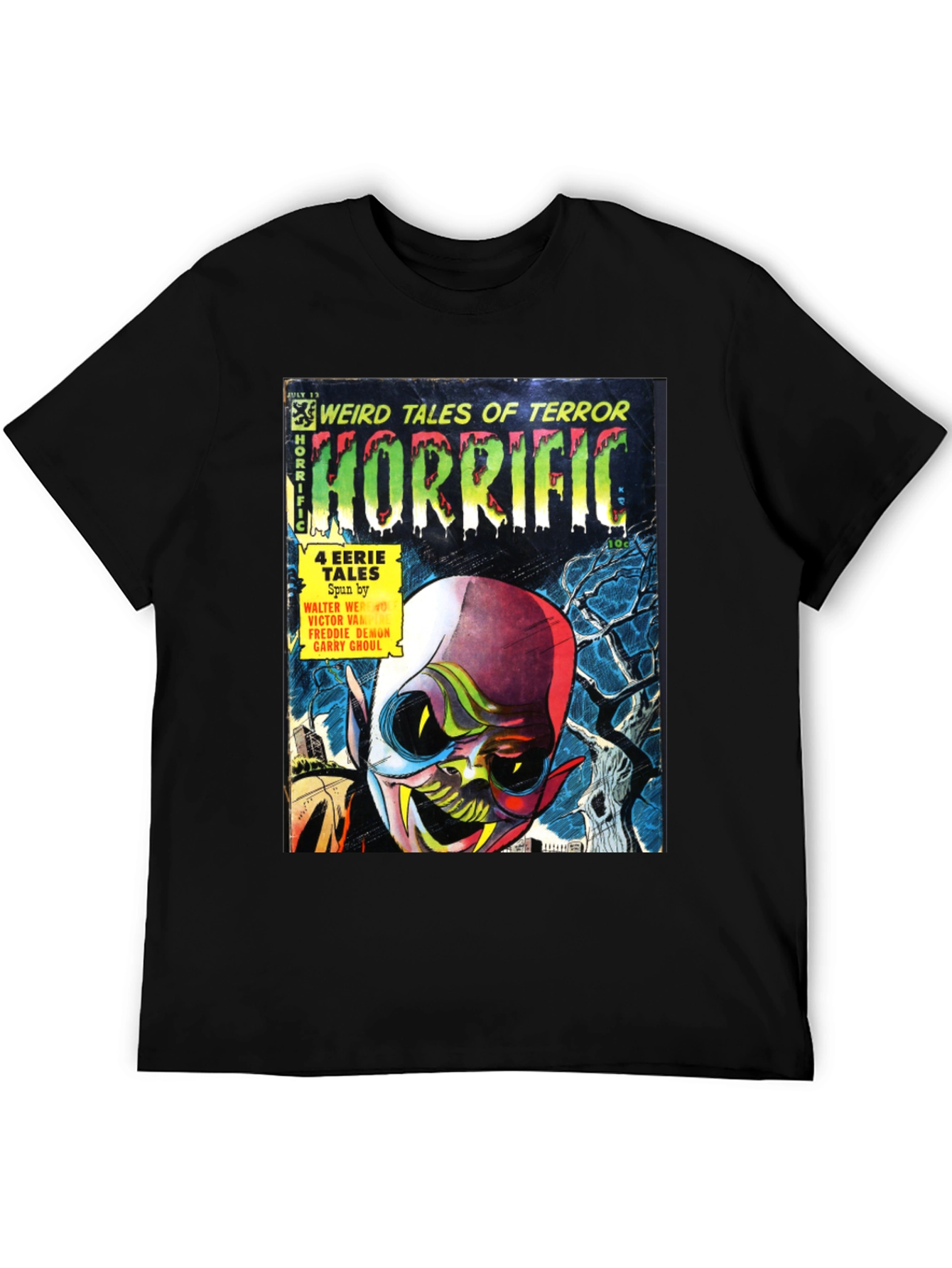 Black Horrific Comic Book T-Shirt view 5