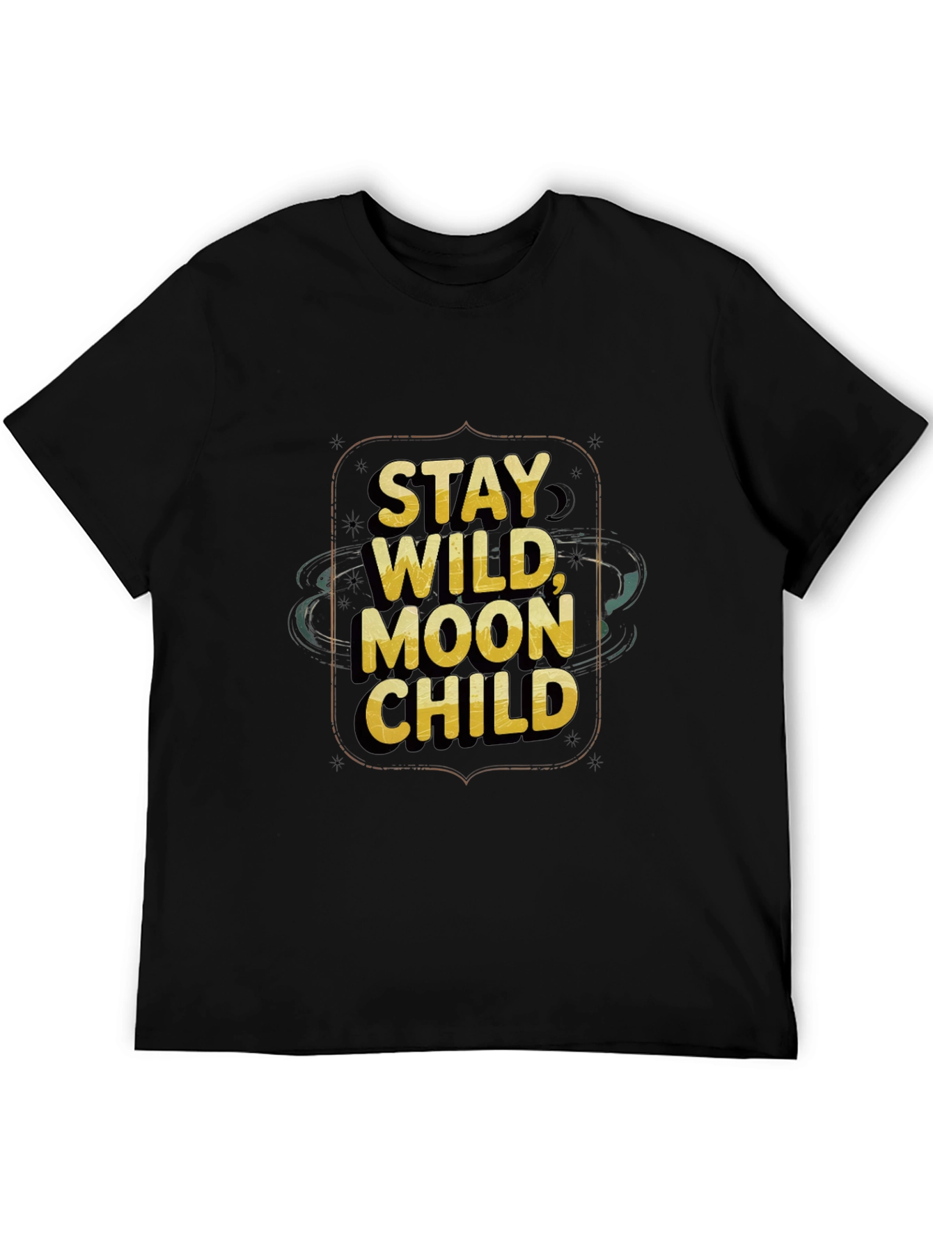 Black Stay Wild Moon Child Black Graphic Tee view 5