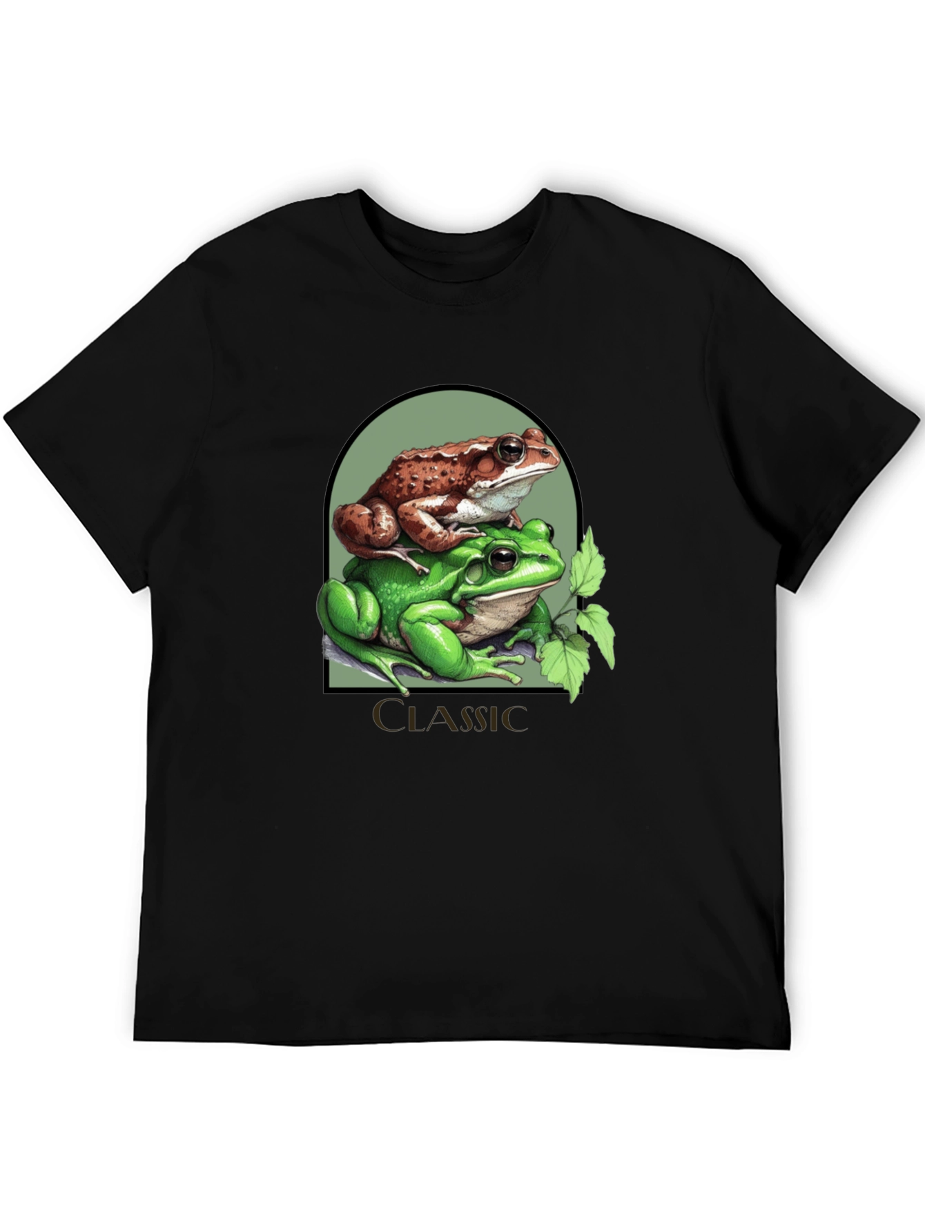 Black Classic Frog Stack T-Shirt - Novelty Graphic Tee view 5