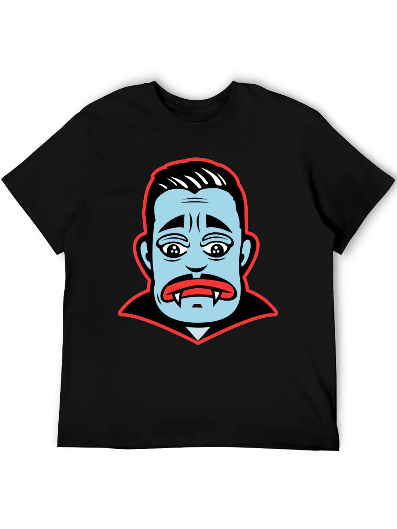 Black Cartoon Vampire Face Graphic T-Shirt view 5
