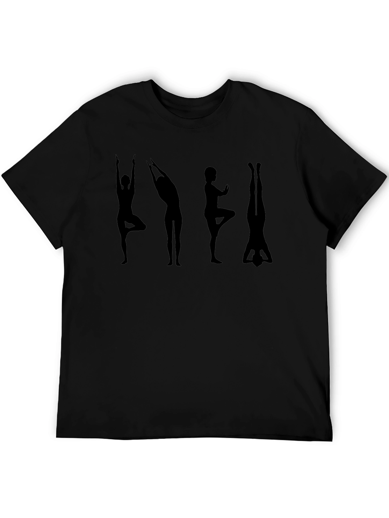 Black Yoga Pose Silhouette Black T-Shirt view 5