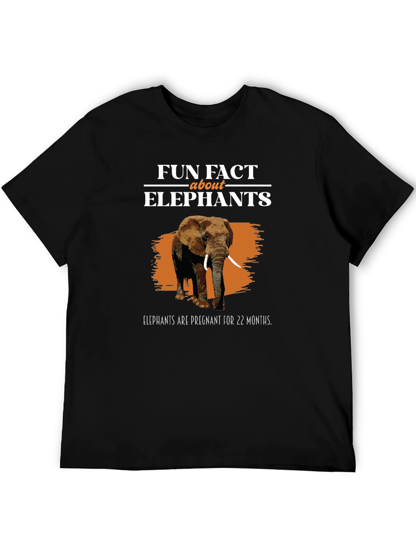 Black Fun Fact About Elephants Graphic T-Shirt view 5