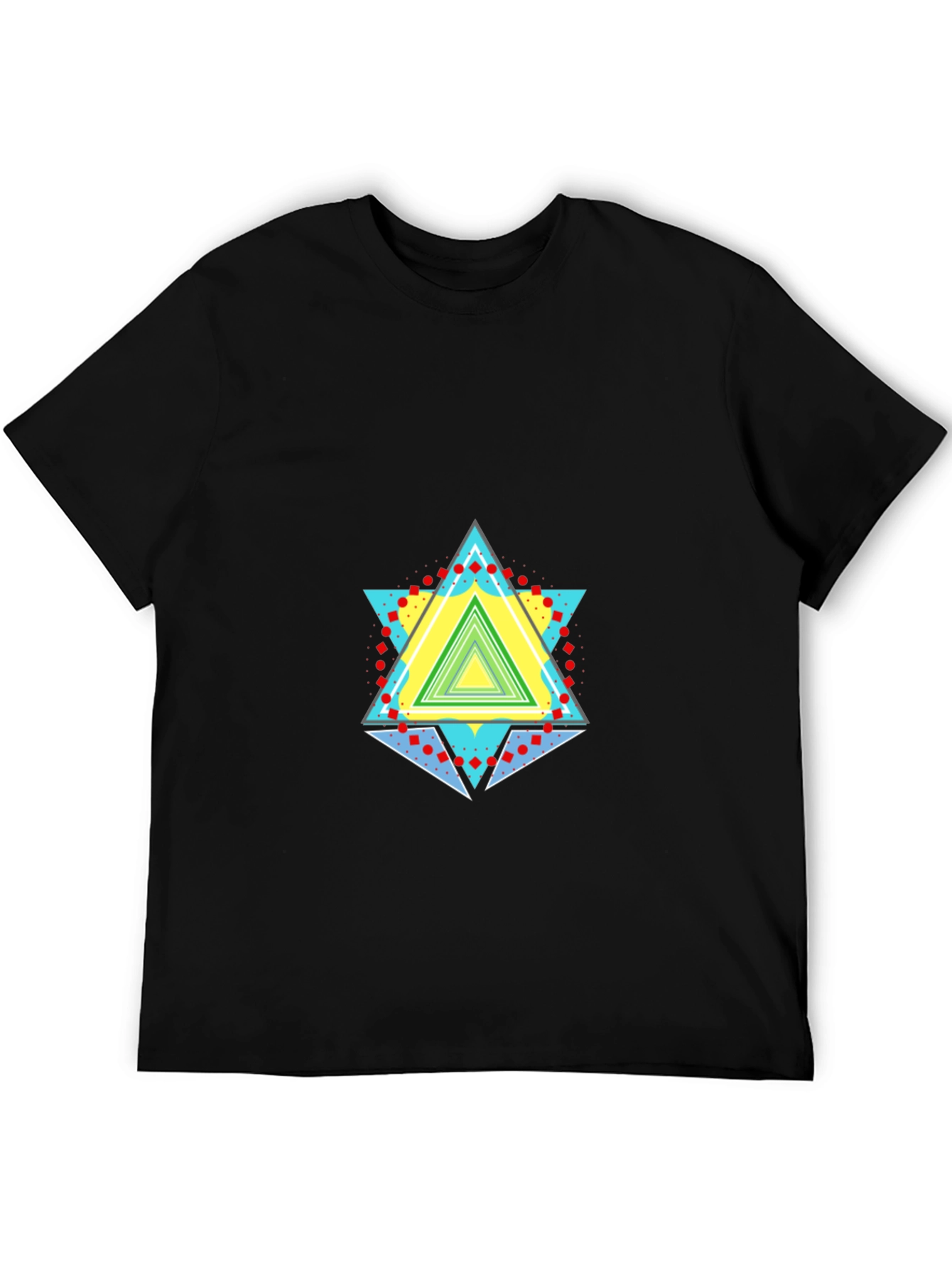 Black Geometric Triangle Graphic Black T-Shirt view 5