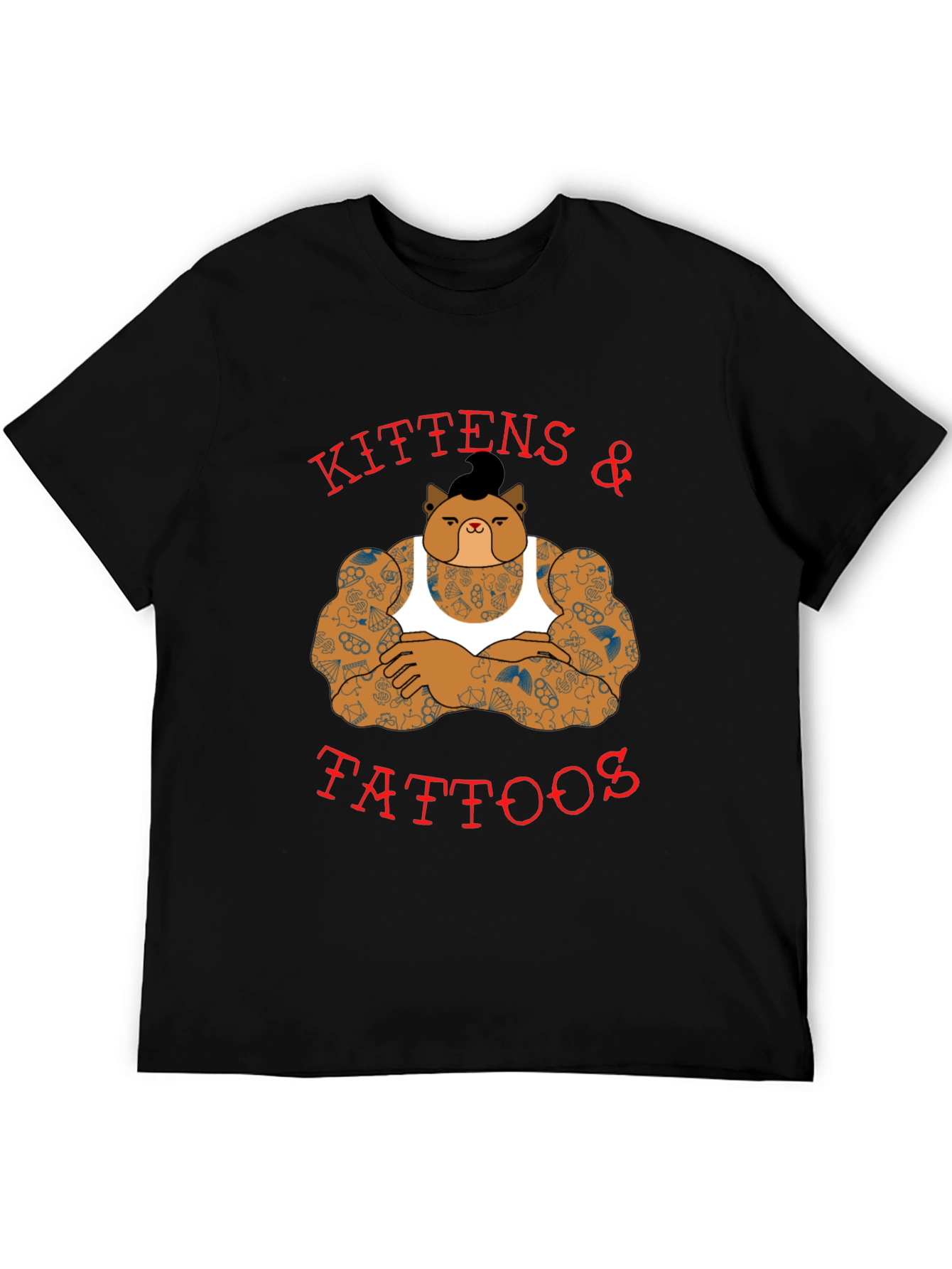 Black Kittens & Tattoos Graphic T-Shirt - Black view 5