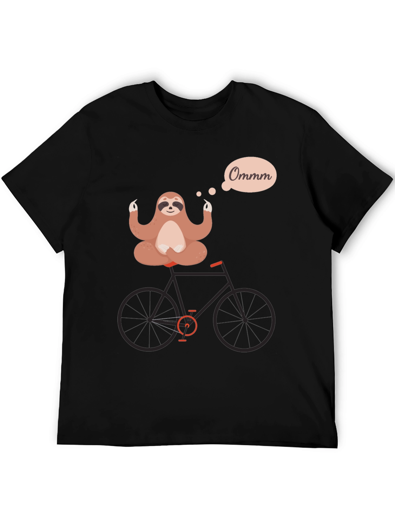 Black Yoga Sloth on Bike Graphic Tee - Relaxed & Funny view 5