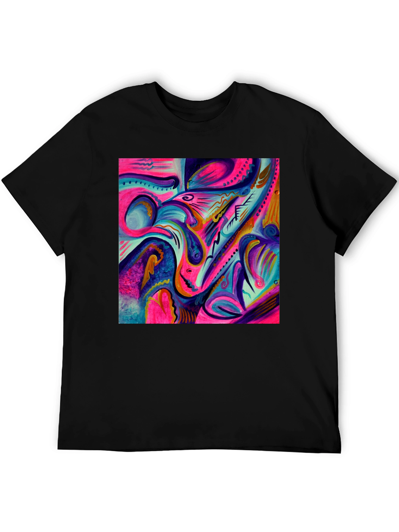 Black Abstract Art Printed Black T-Shirt view 5