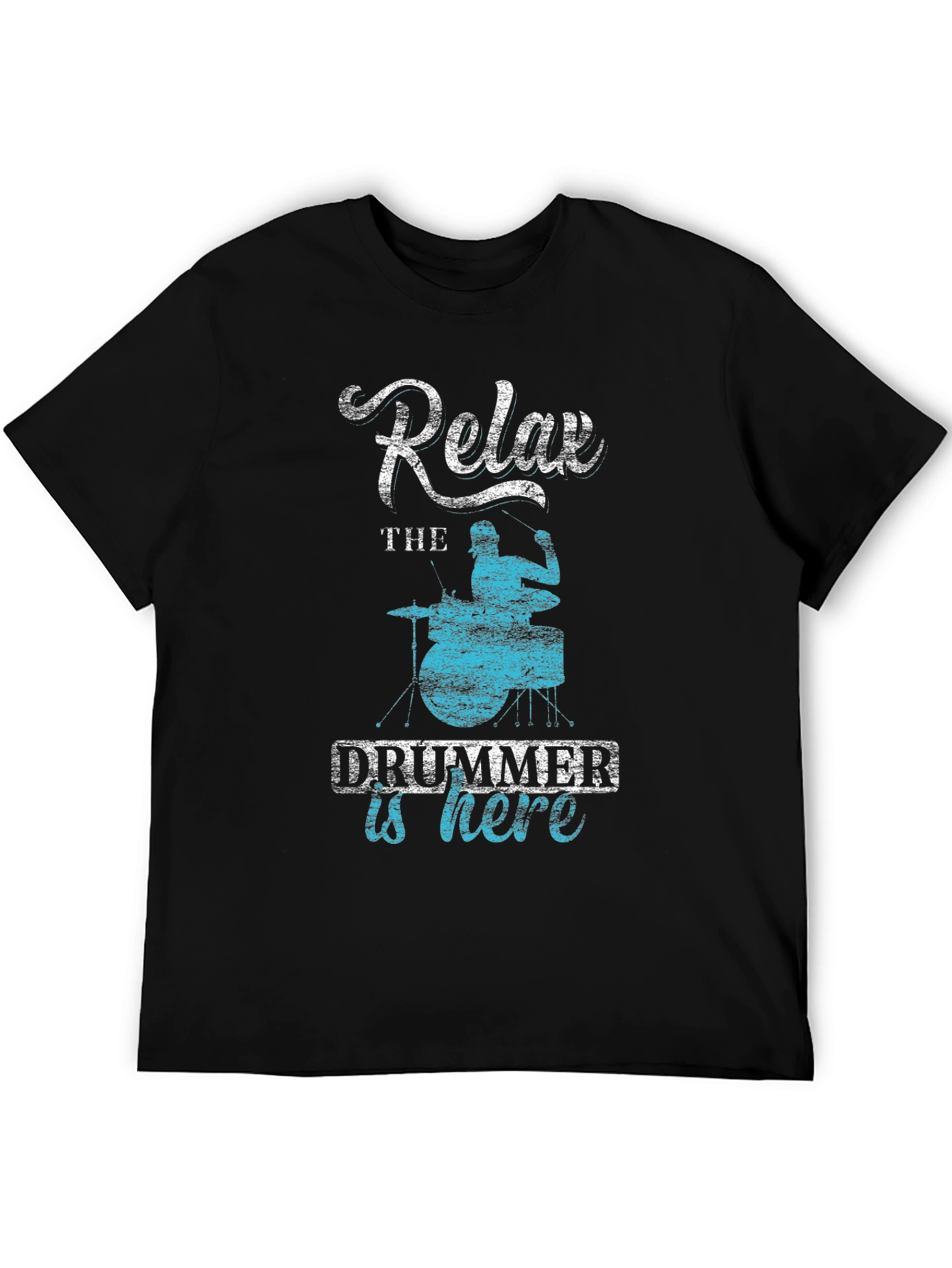 Black Relax, The Drummer Is Here - Black T-Shirt view 5