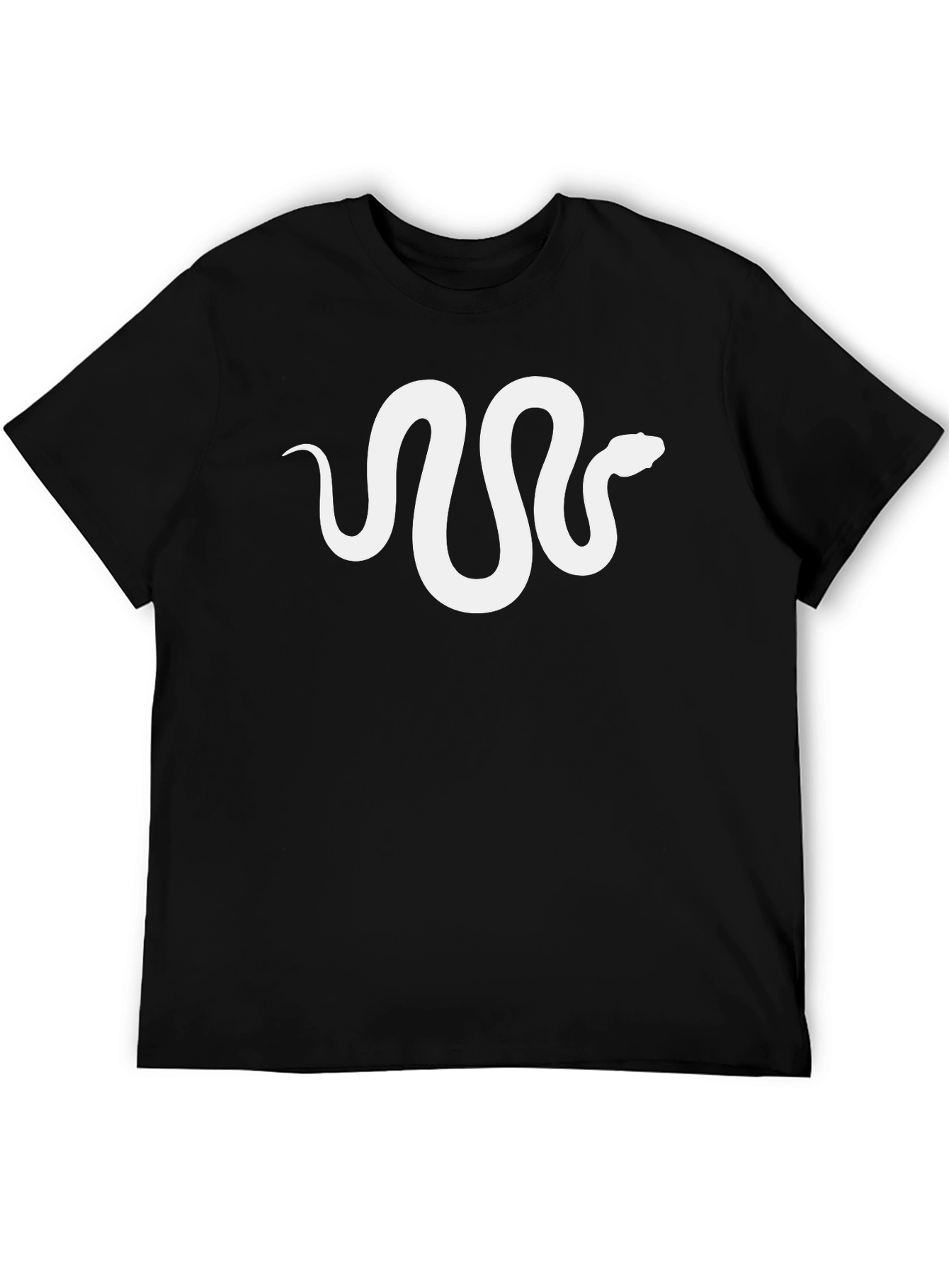 Black Men's Black T-Shirt with White Snake Graphic view 5
