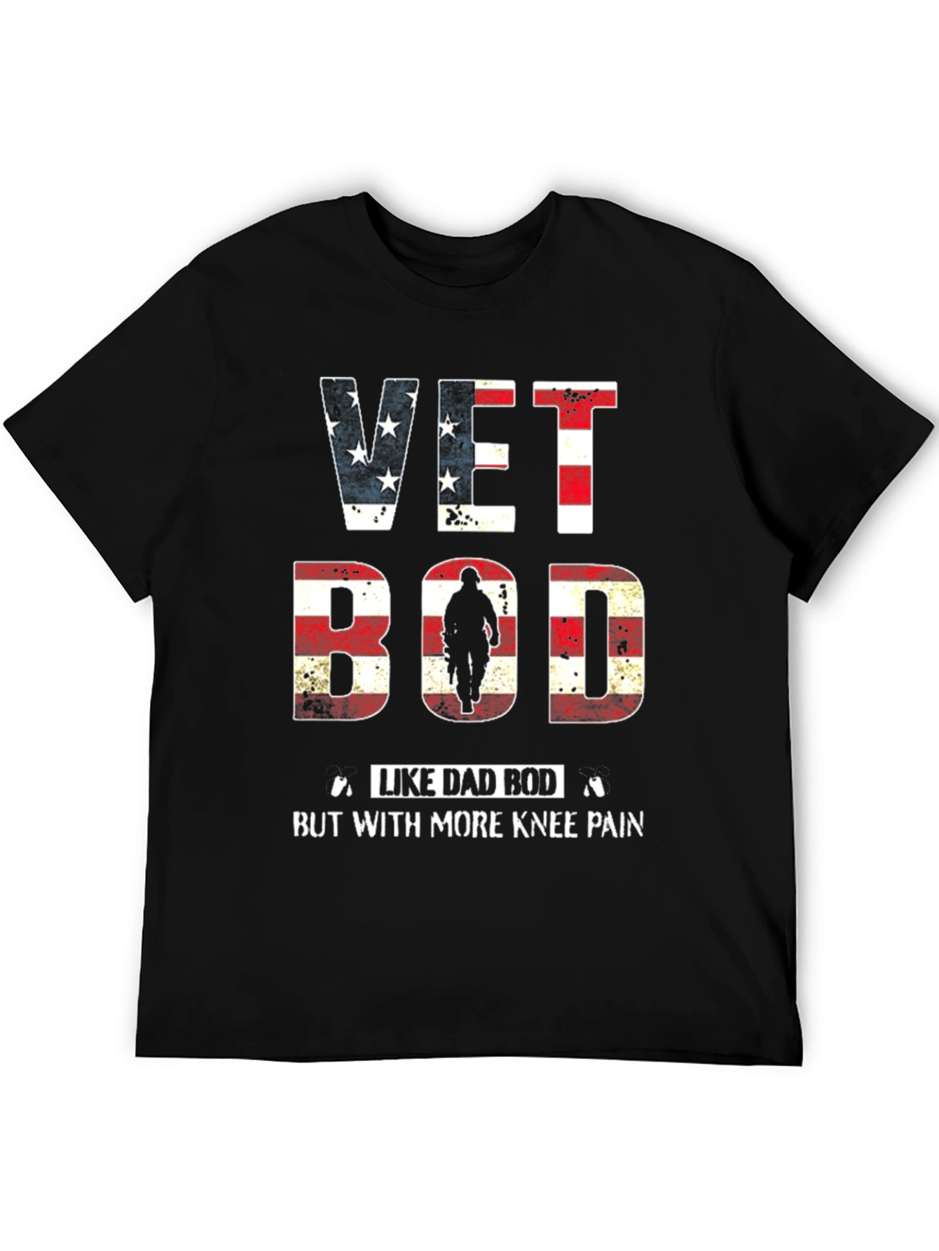 Black Vet Bod Like Dad Bod with More Knee Pain T-Shirt view 5