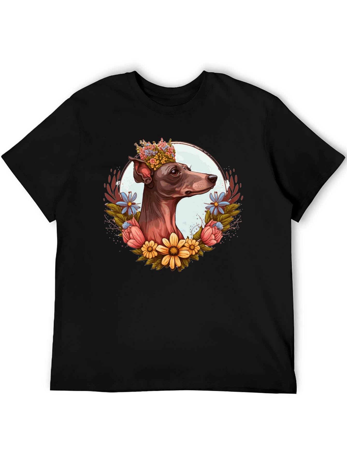 Black Dog Floral Crown Graphic Tee - Unisex view 5