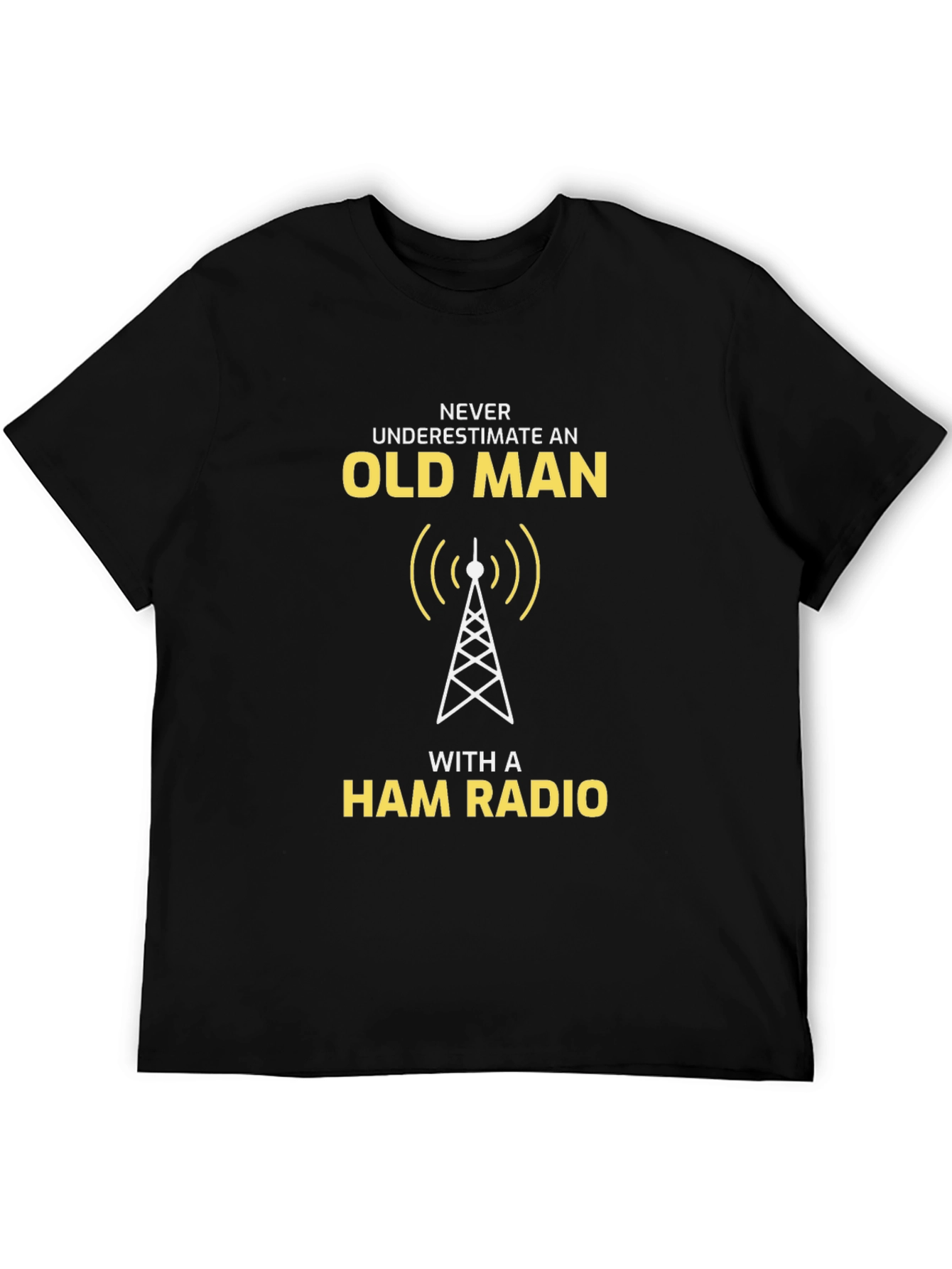 Black Never Underestimate An Old Man Ham Radio T-Shirt view 5