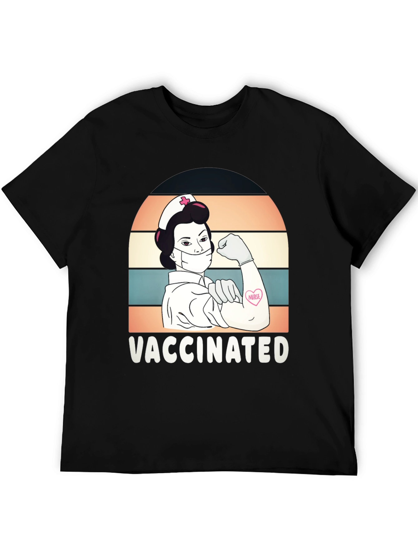 Black Vaccinated Nurse Graphic T-Shirt view 5