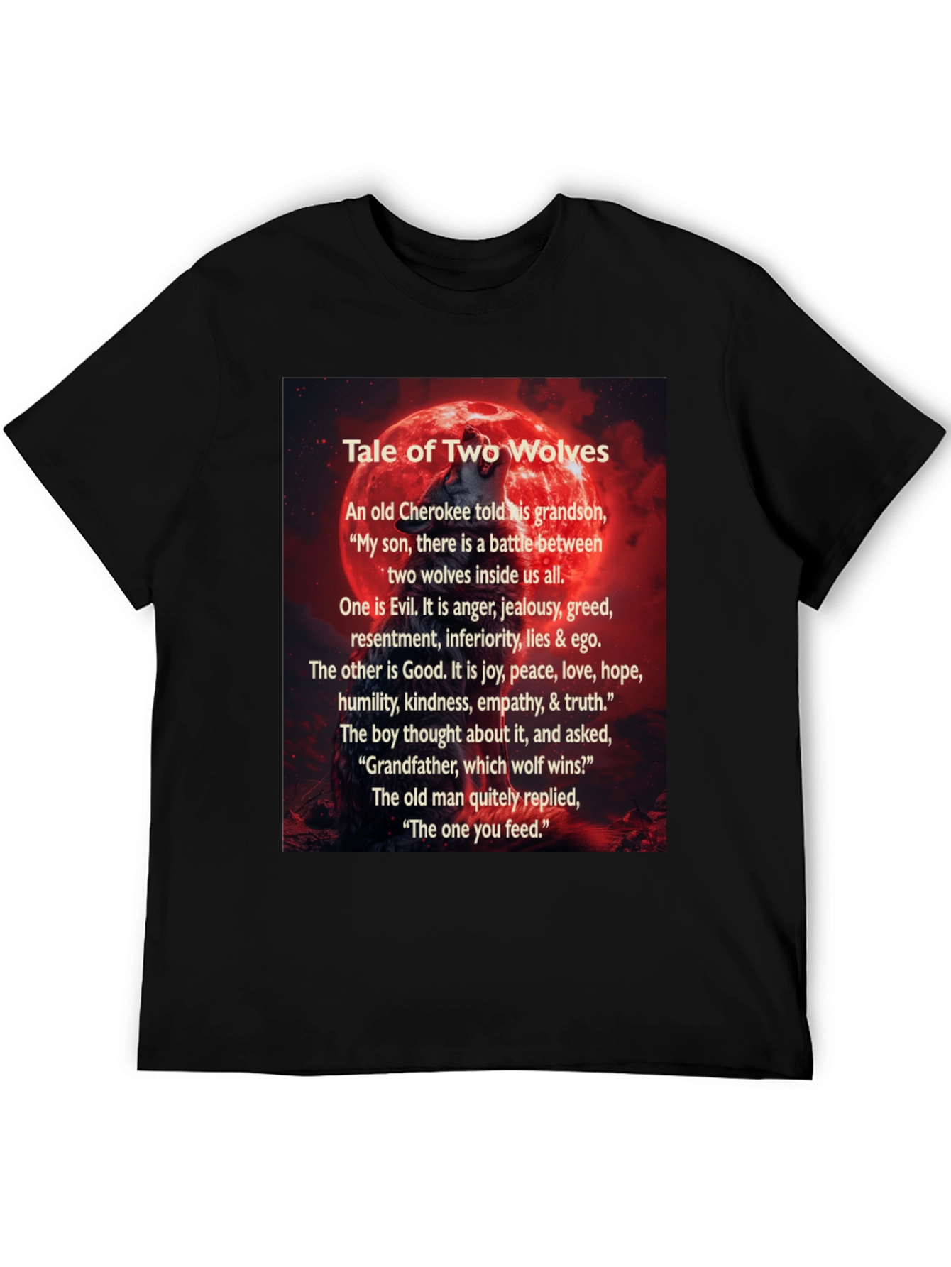 Black Tale of Two Wolves Graphic T-Shirt view 5