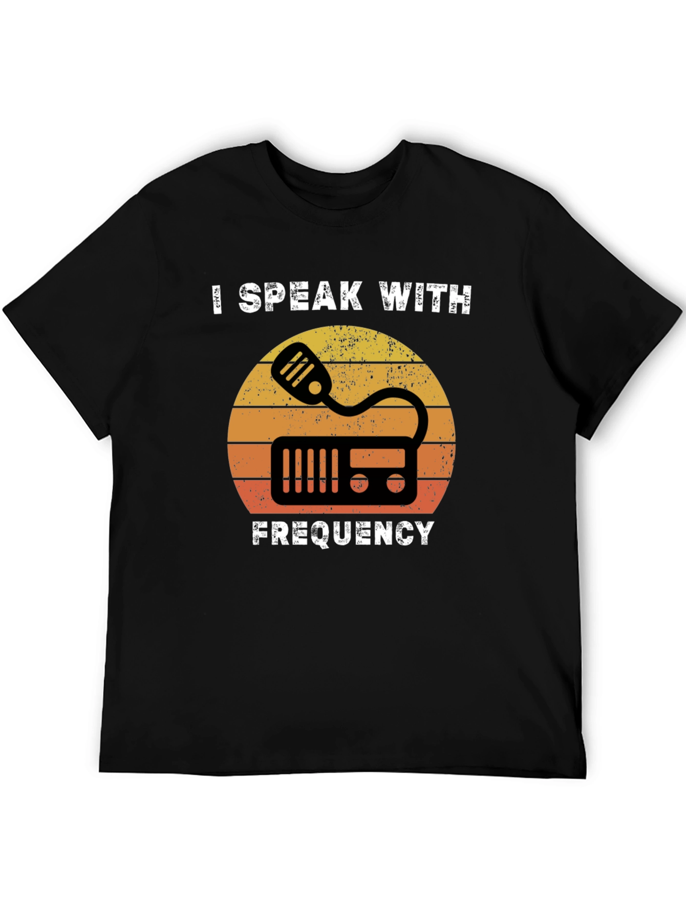 Black I Speak With Frequency Retro Ham Radio T-Shirt view 5
