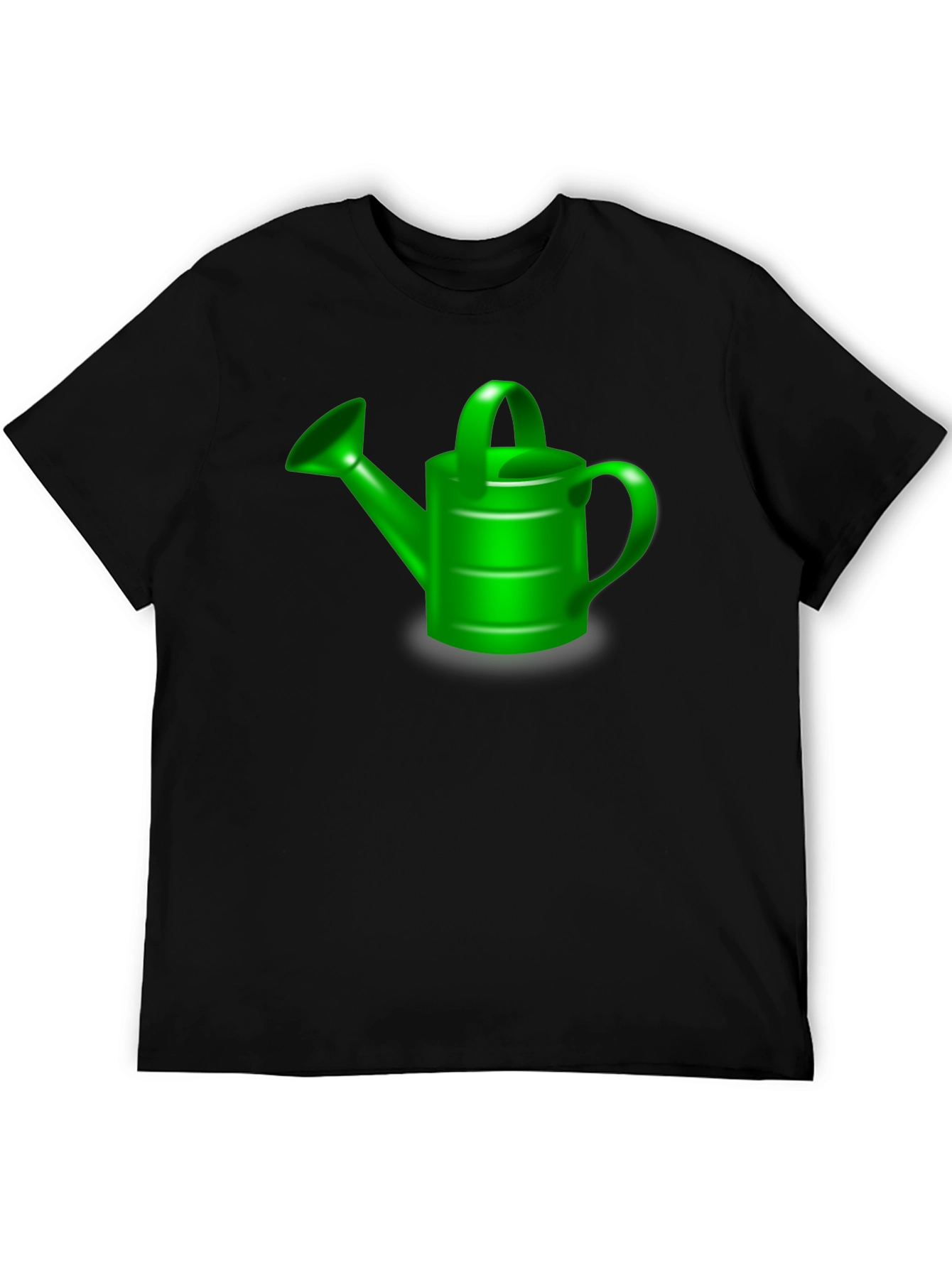 Black Green Watering Can Graphic Tee - Black Cotton T-Shirt view 5