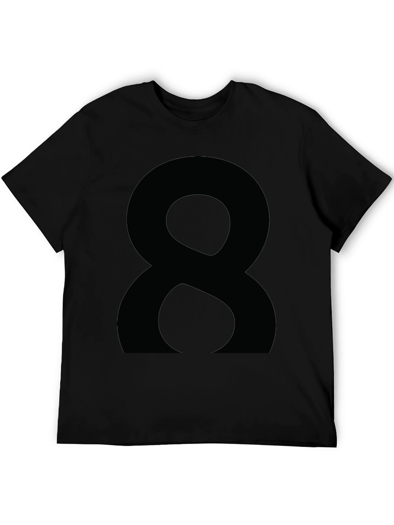 Black Black T-Shirt with Number Eight Graphic view 5