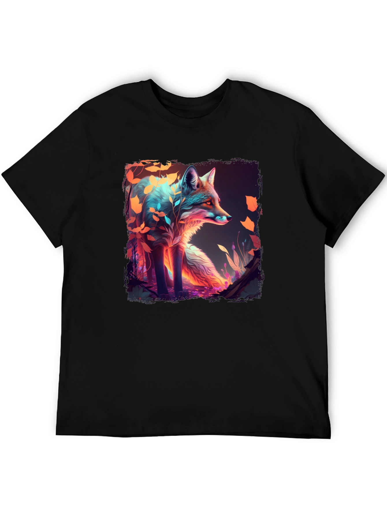 Black Mystic Fox Graphic T-Shirt - Unique Design view 5