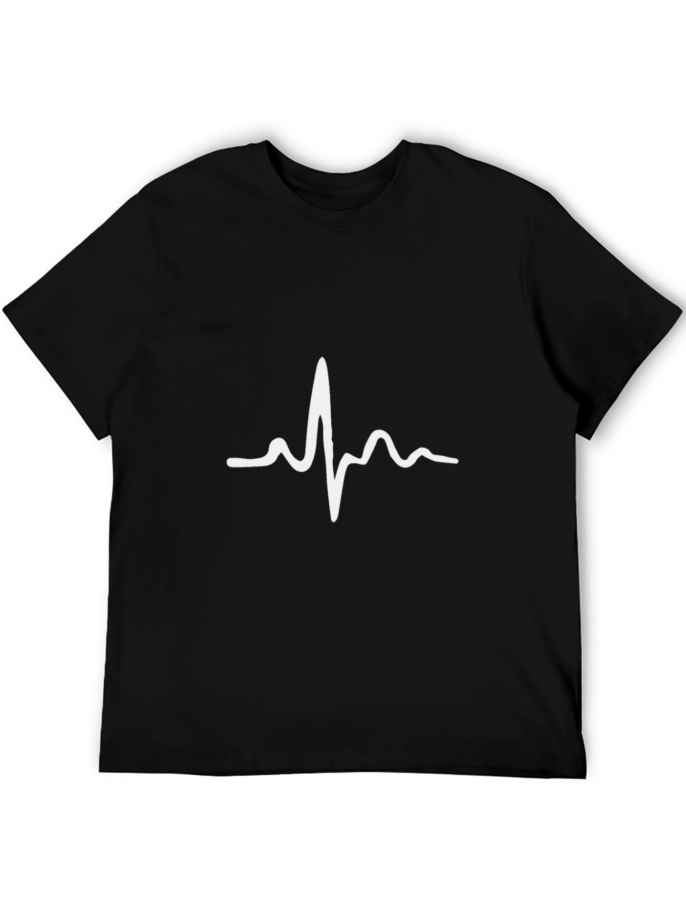 Black Heartbeat Graphic Tee - Black Casual T-Shirt view 5